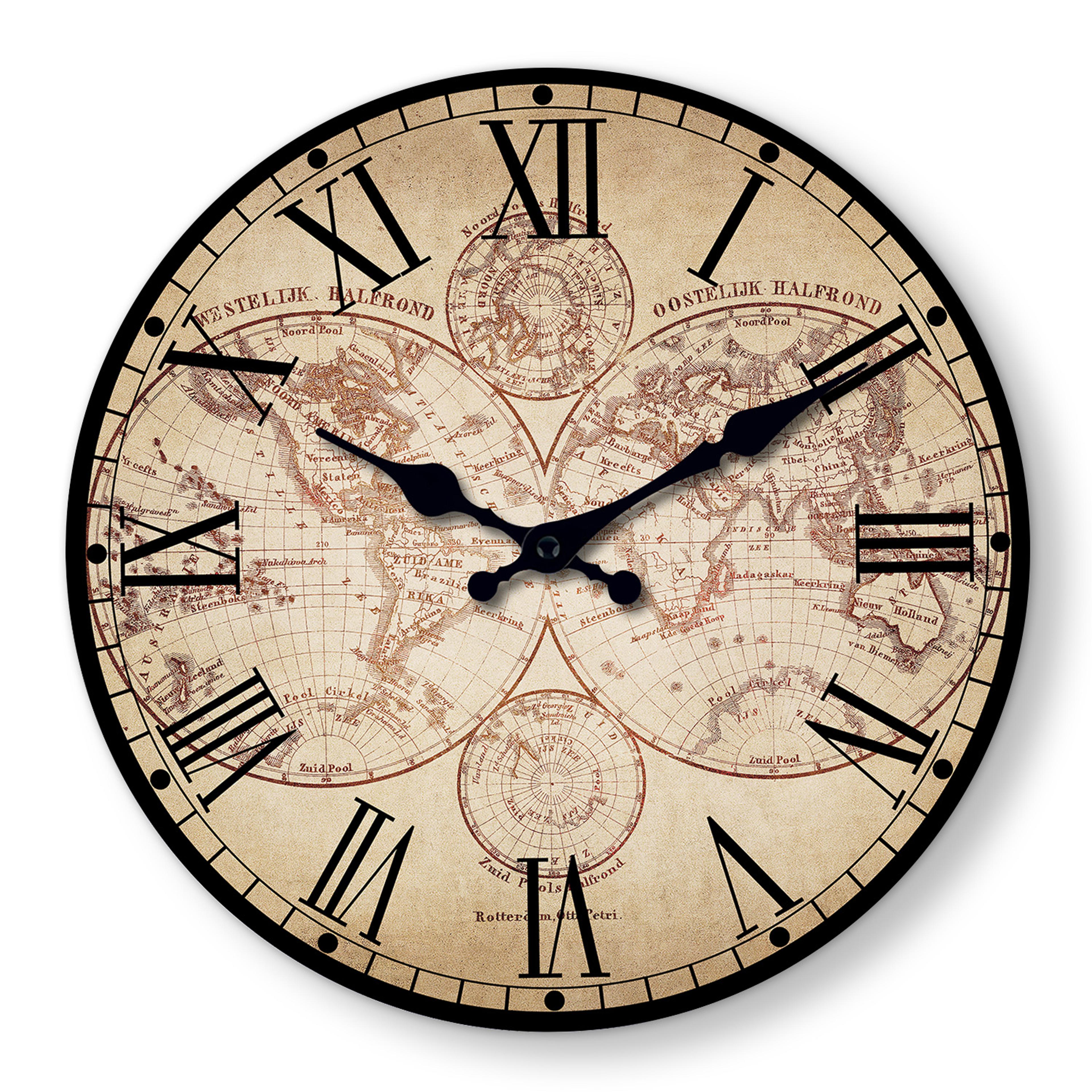 retro nautical wall clock, wooden compass pattern clock, silent quartz home decoration, beach boat living room bedroom