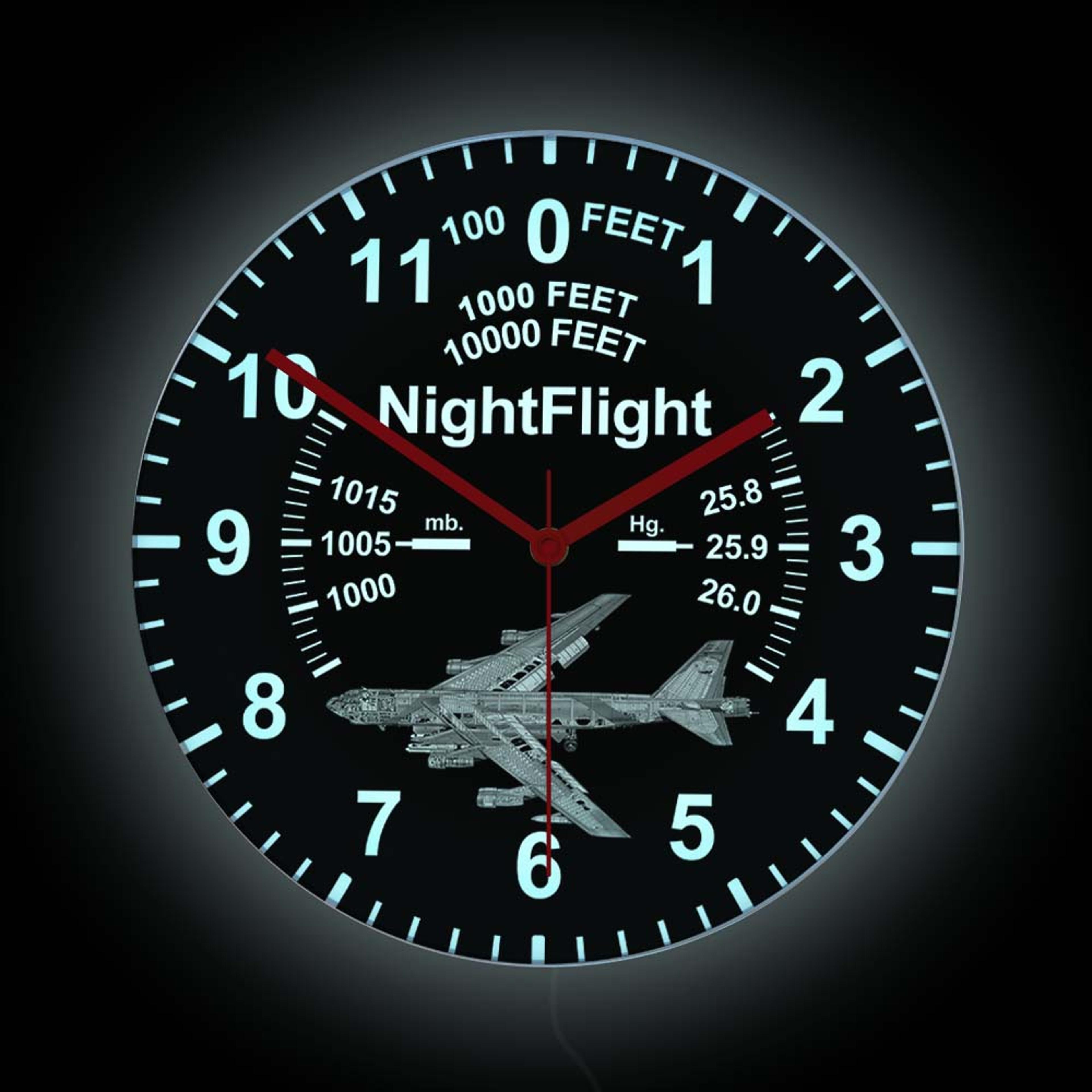 stratofortress airplane neon sign, pilot wall clock, air force led nightlight, strategic bomber aviation