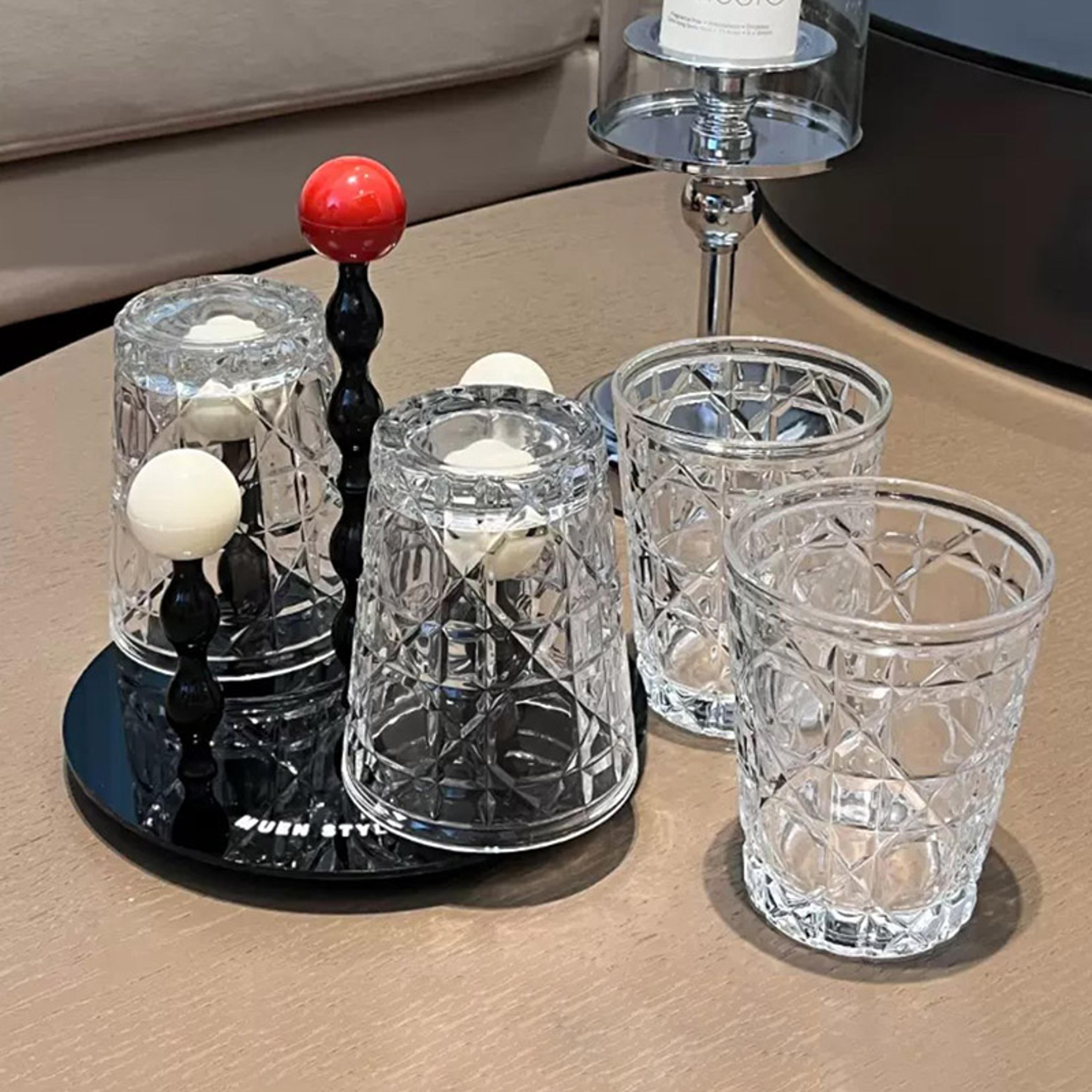 glass set for drinking household whiskey cups, transparent drinkware, diamond painting wine glass, juice drinks glasses