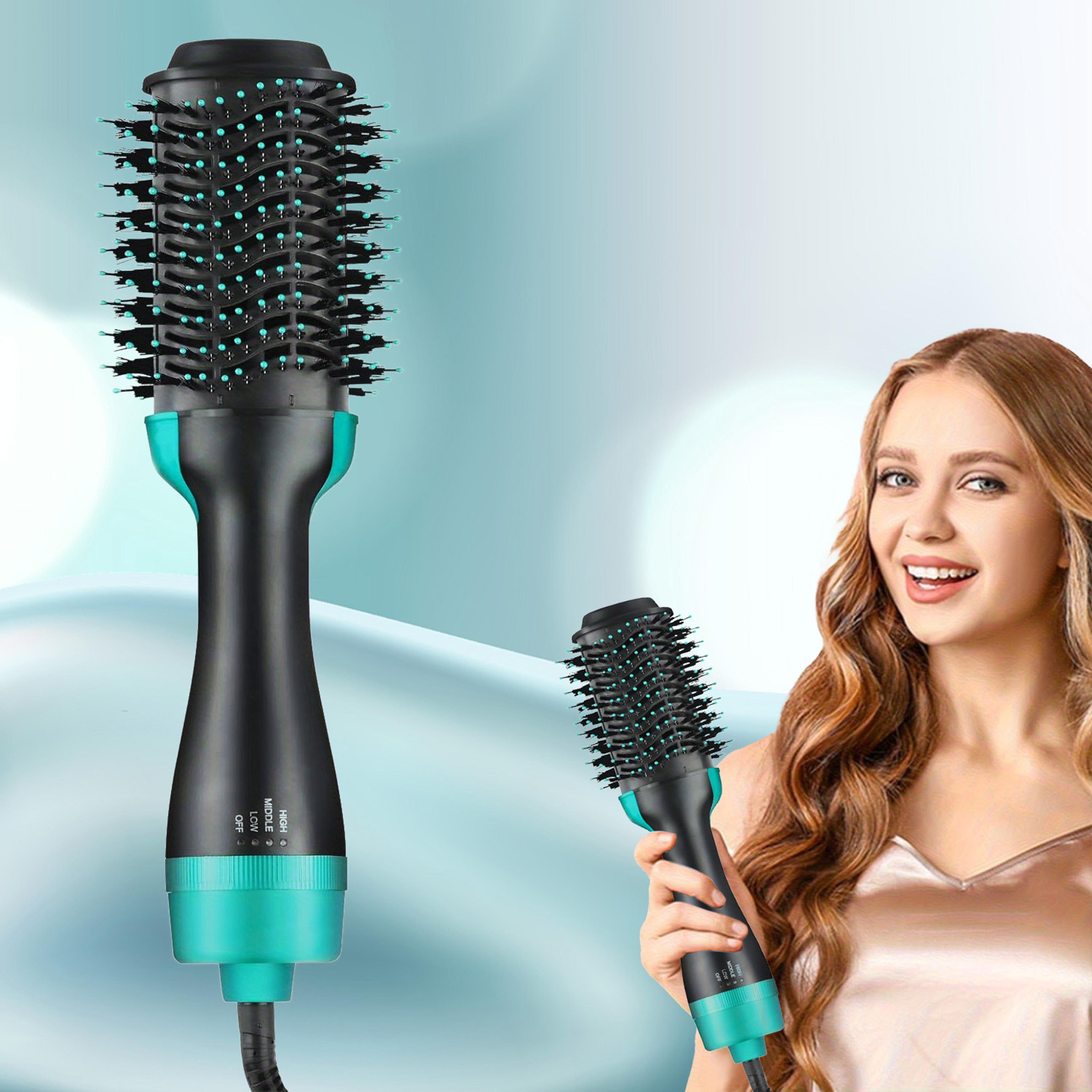 one-step negative ion hair dryer, hot air brush, quick-dry volumizing, reduces frizz and static