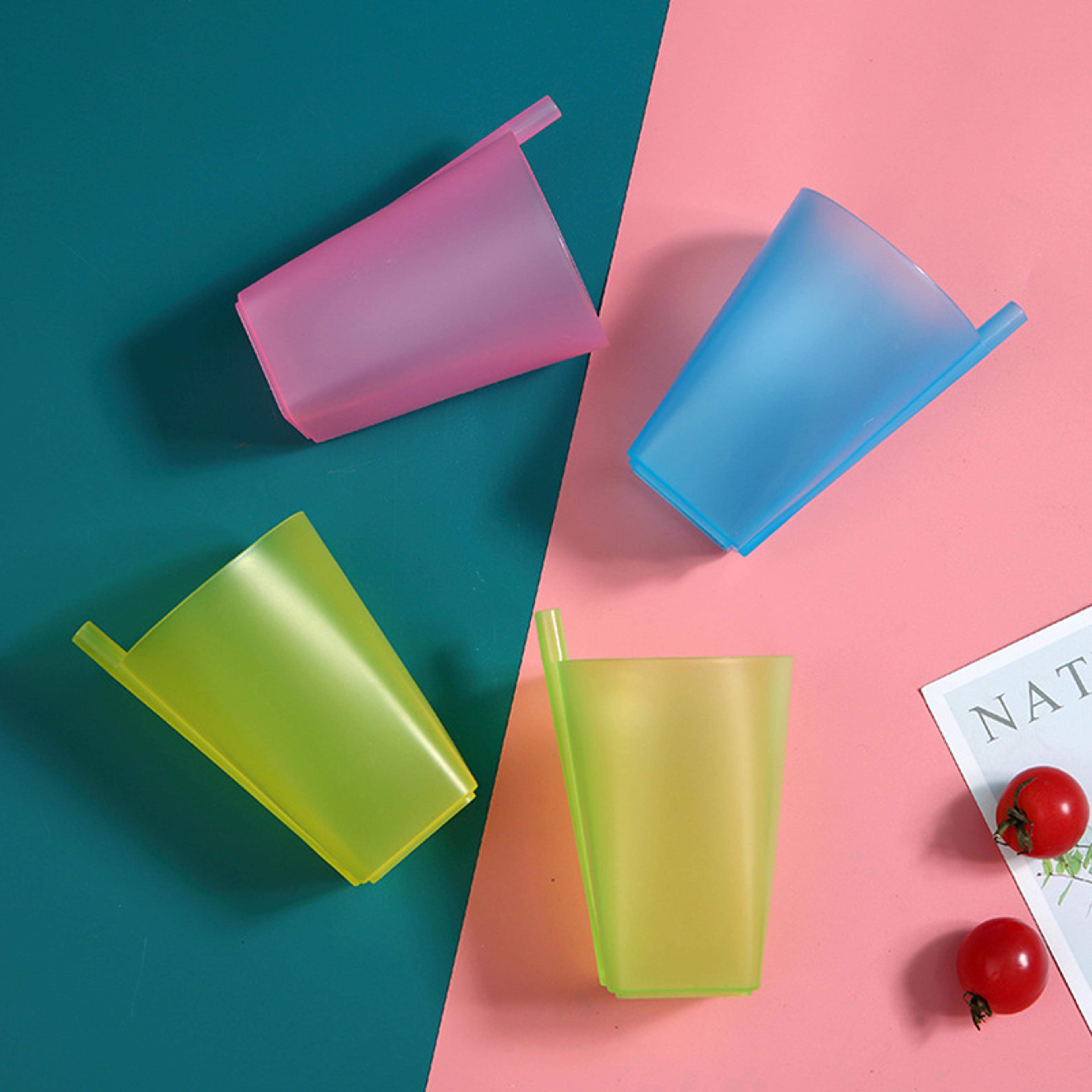 children infant sip cup, water bottle with built in straw, food-grade plastic integrated straw cup kids