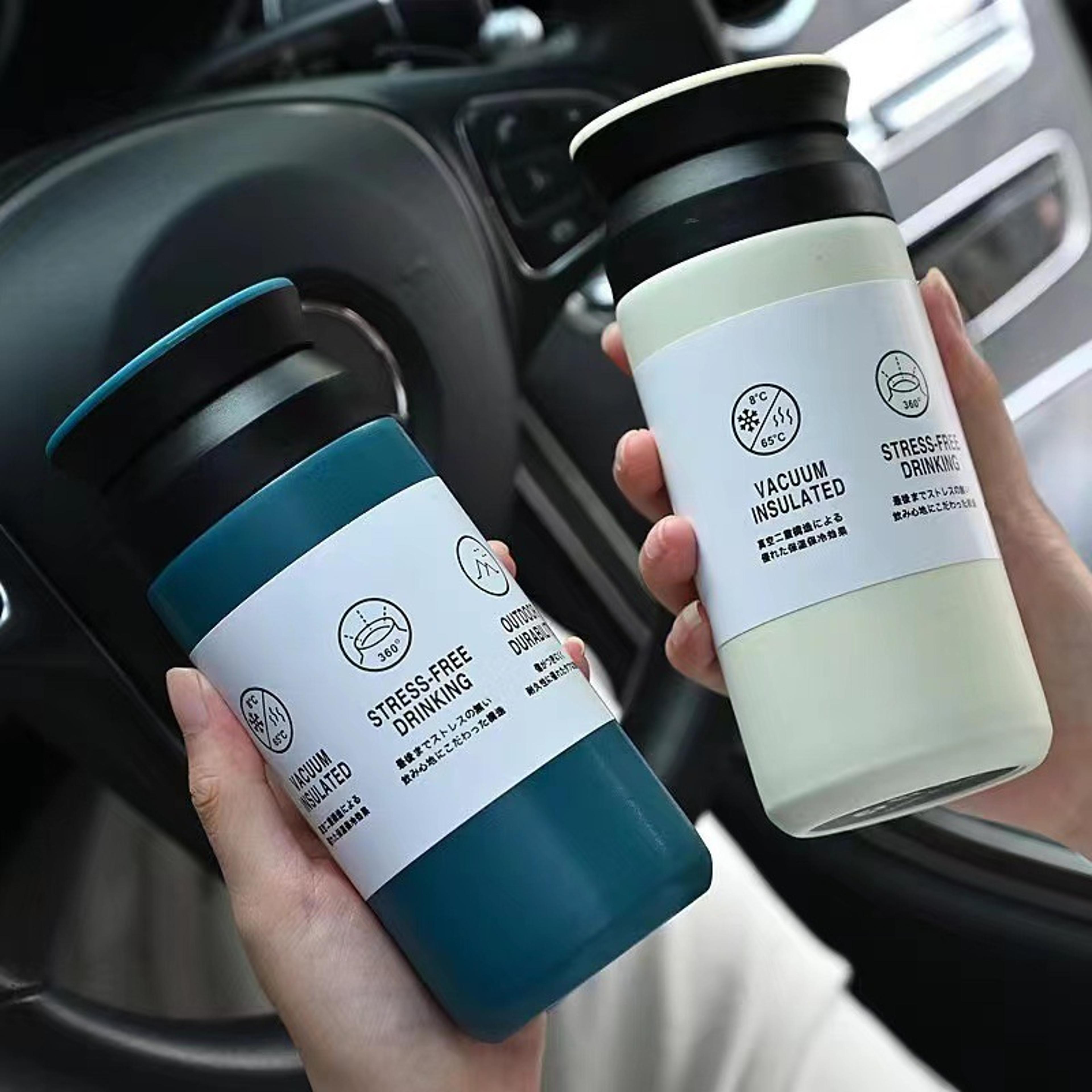 stainless steel insulated water bottle, thermal tumbler coffee mug, vacuum flask portable hot cold cup
