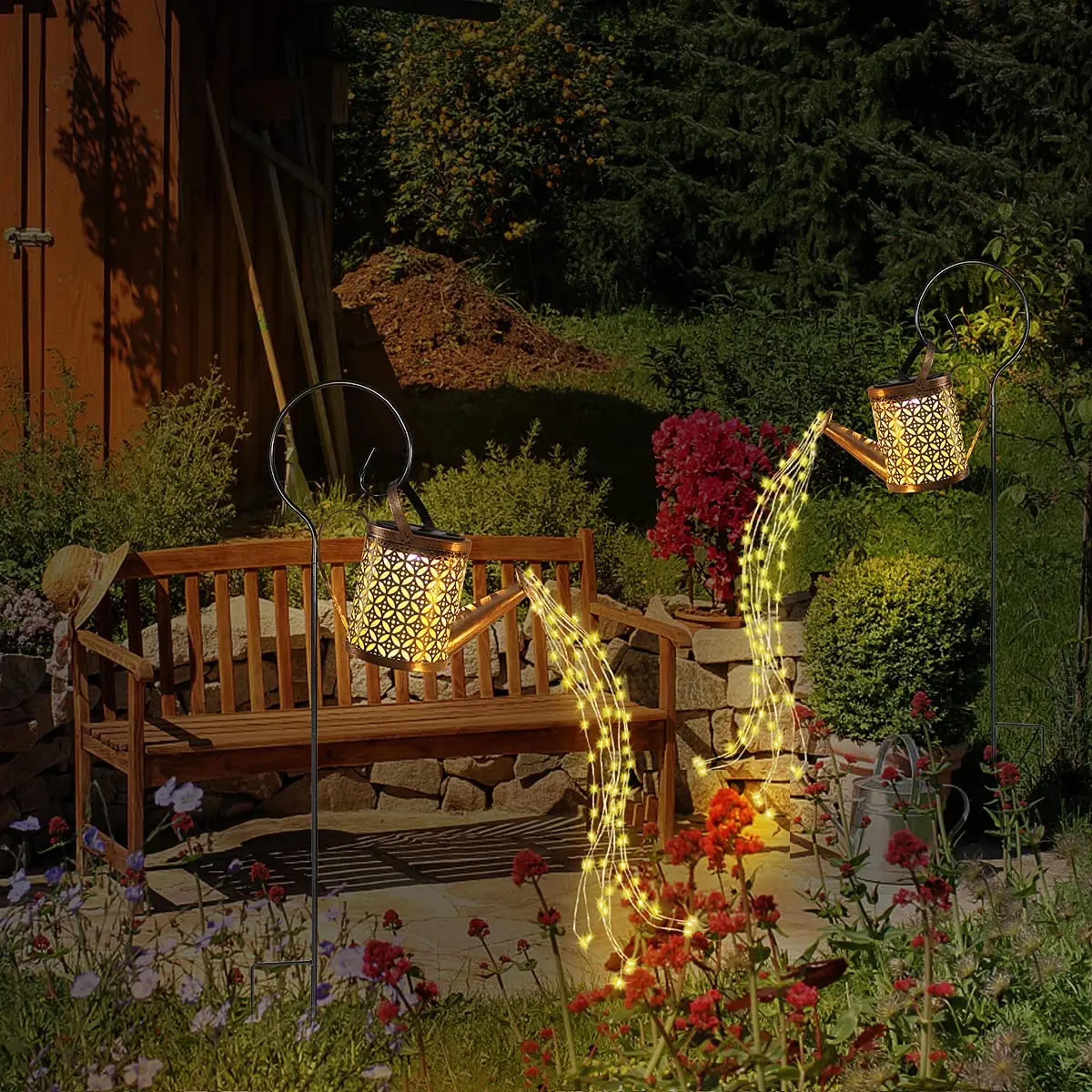 outdoor solar watering can light, waterproof hanging garden lantern, solar garden light
