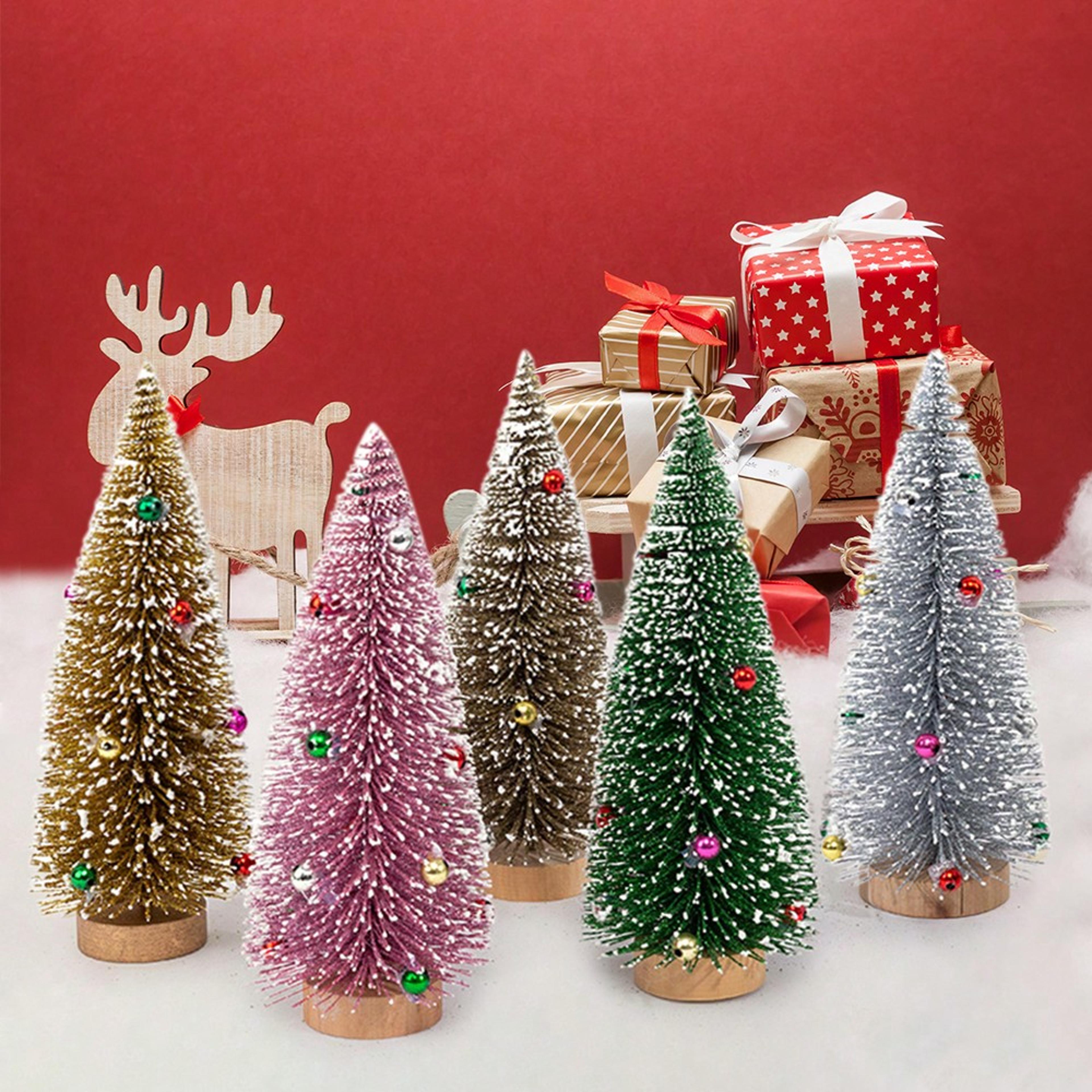 mini christmas tree, cedar tree snowflake, pine needle tree, tabletop miniature, doll house festival, snow decor
