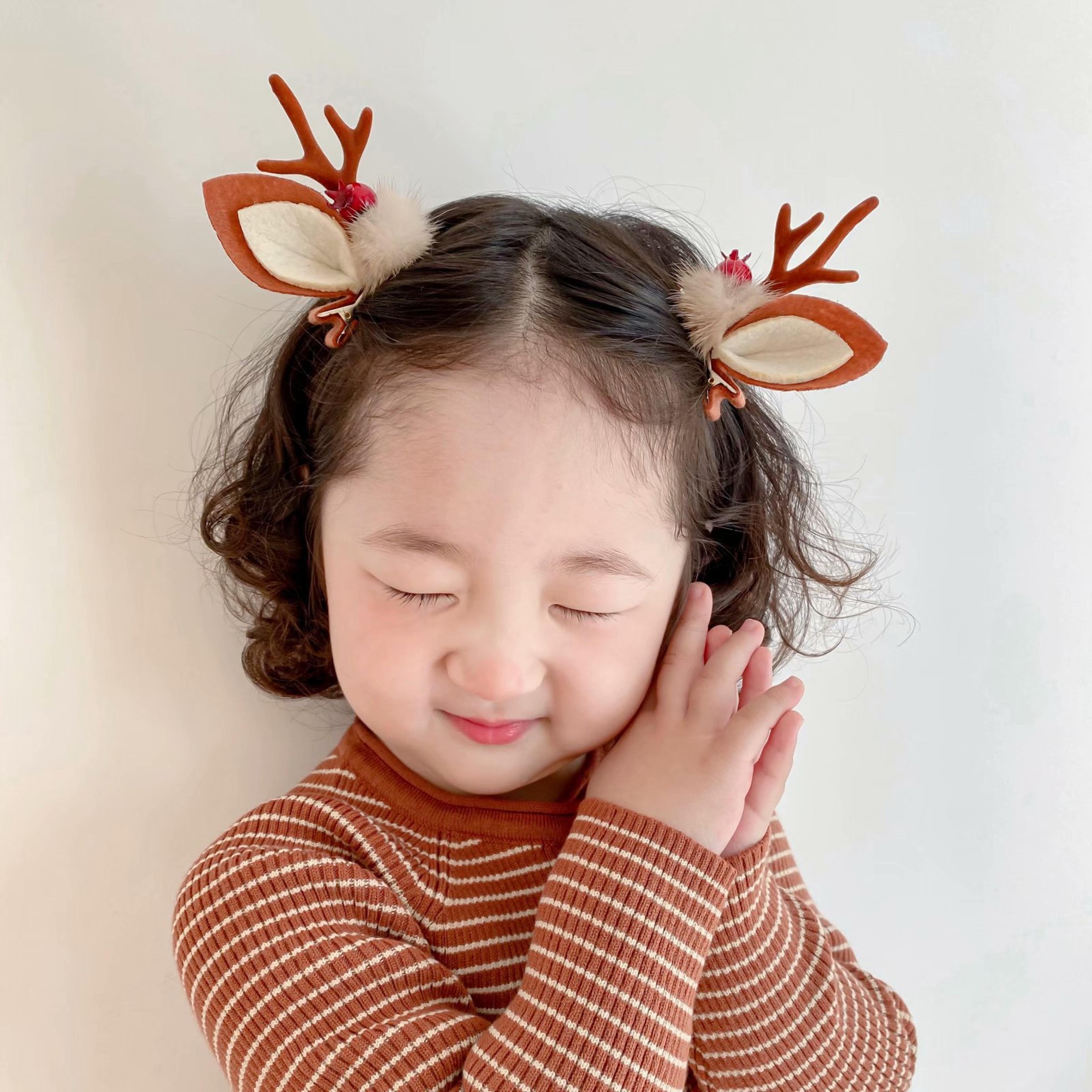 kawaii christmas ear hair clip, santa snowman xmas party, barrettes for kids cosplay headwear