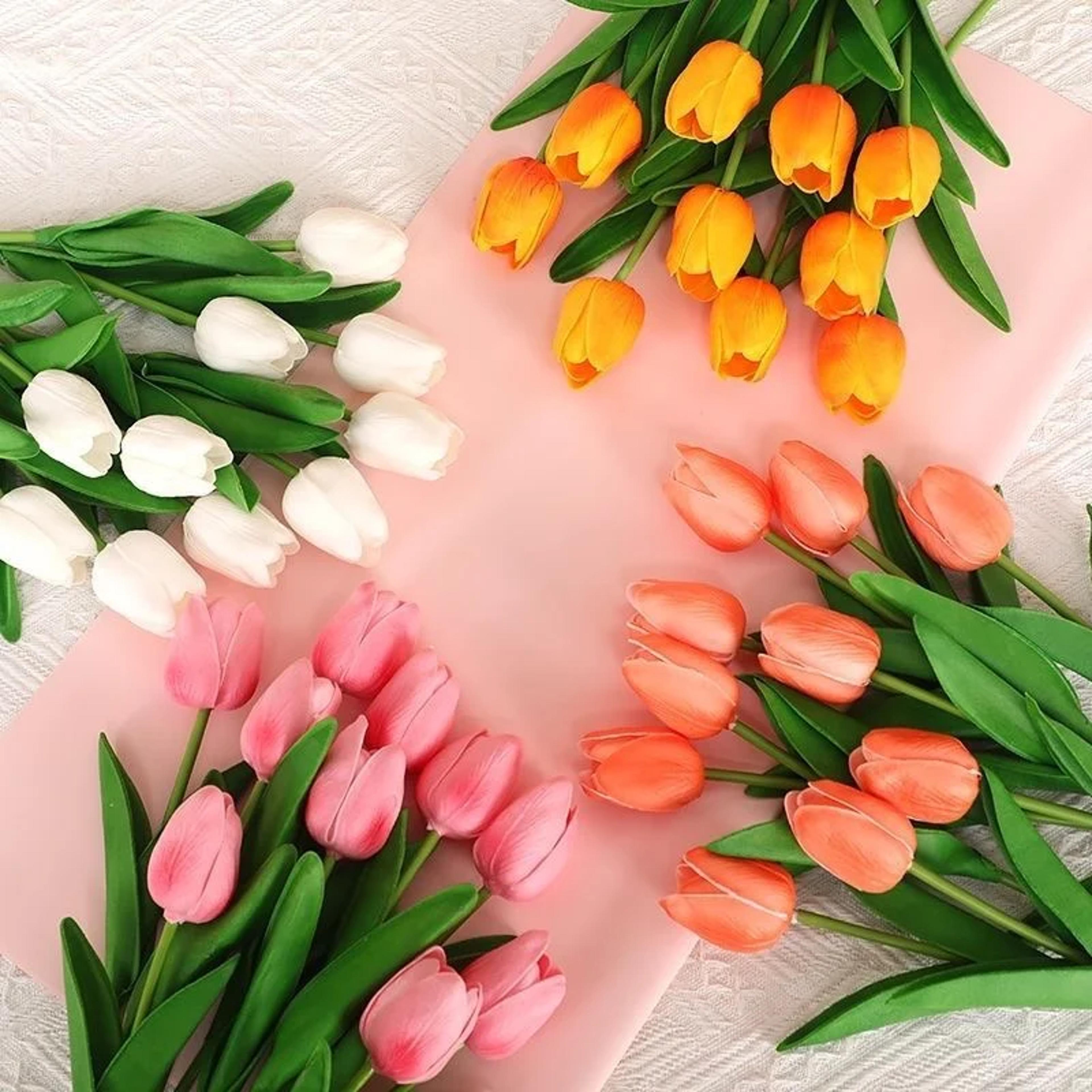 artificial tulips, real touch flowers, tulip bouquet decor, fake flowers for home and wedding decorations