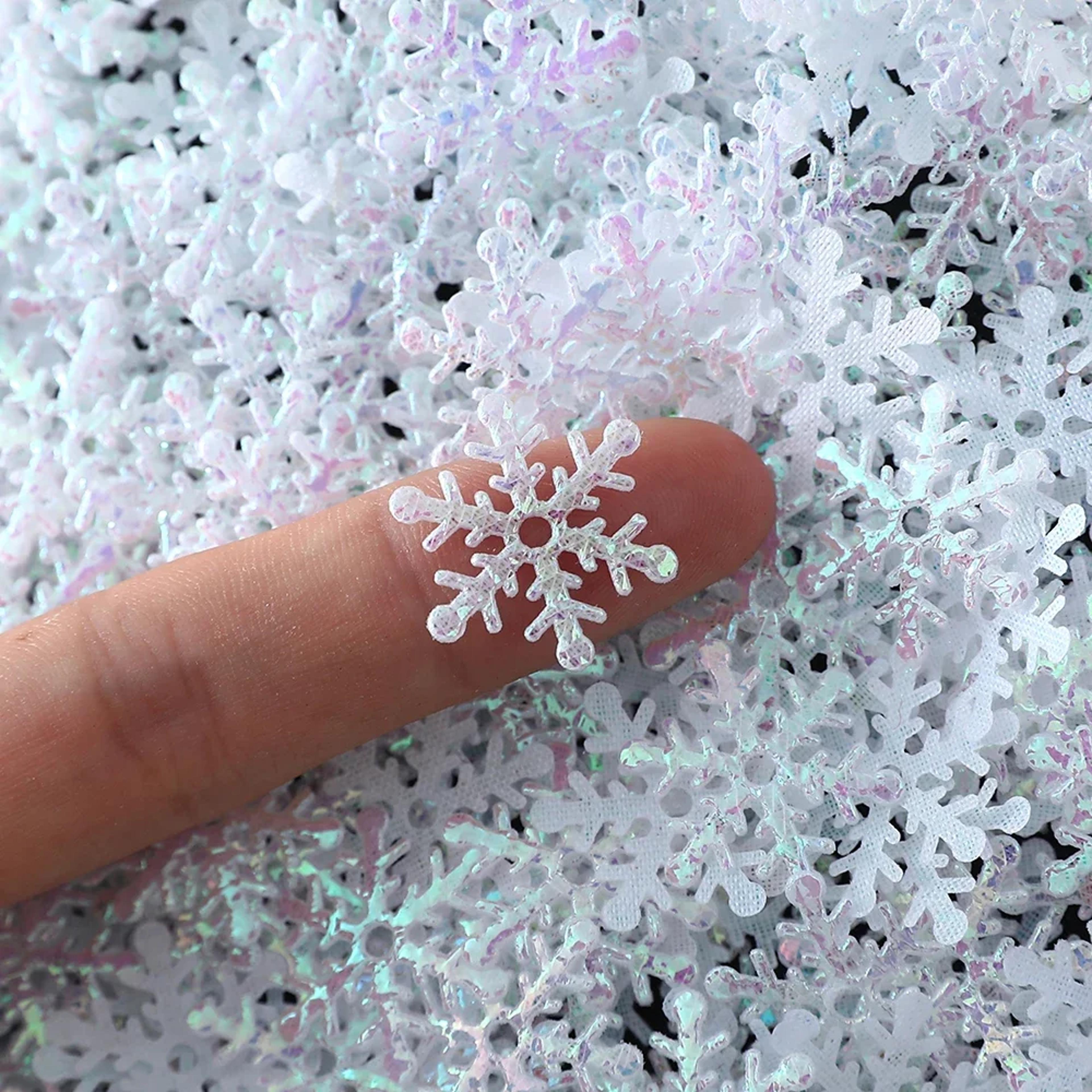 christmas snowflakes confetti ornaments, winter party cake decor decorations for home xmas tree supplies