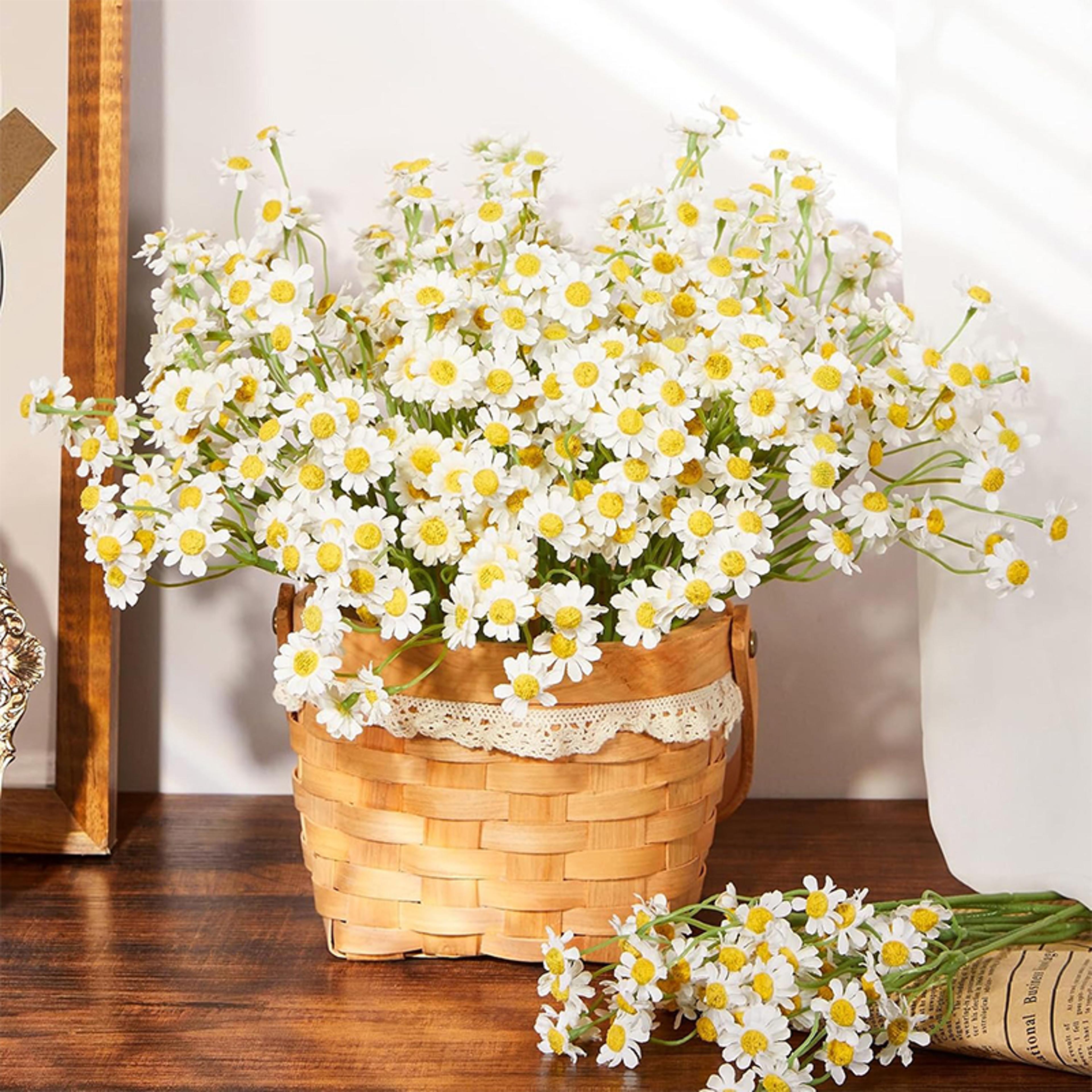 silk artificial daisy flowers, white daisy fake flower bouquet for party table decoration, diy home wedding decor