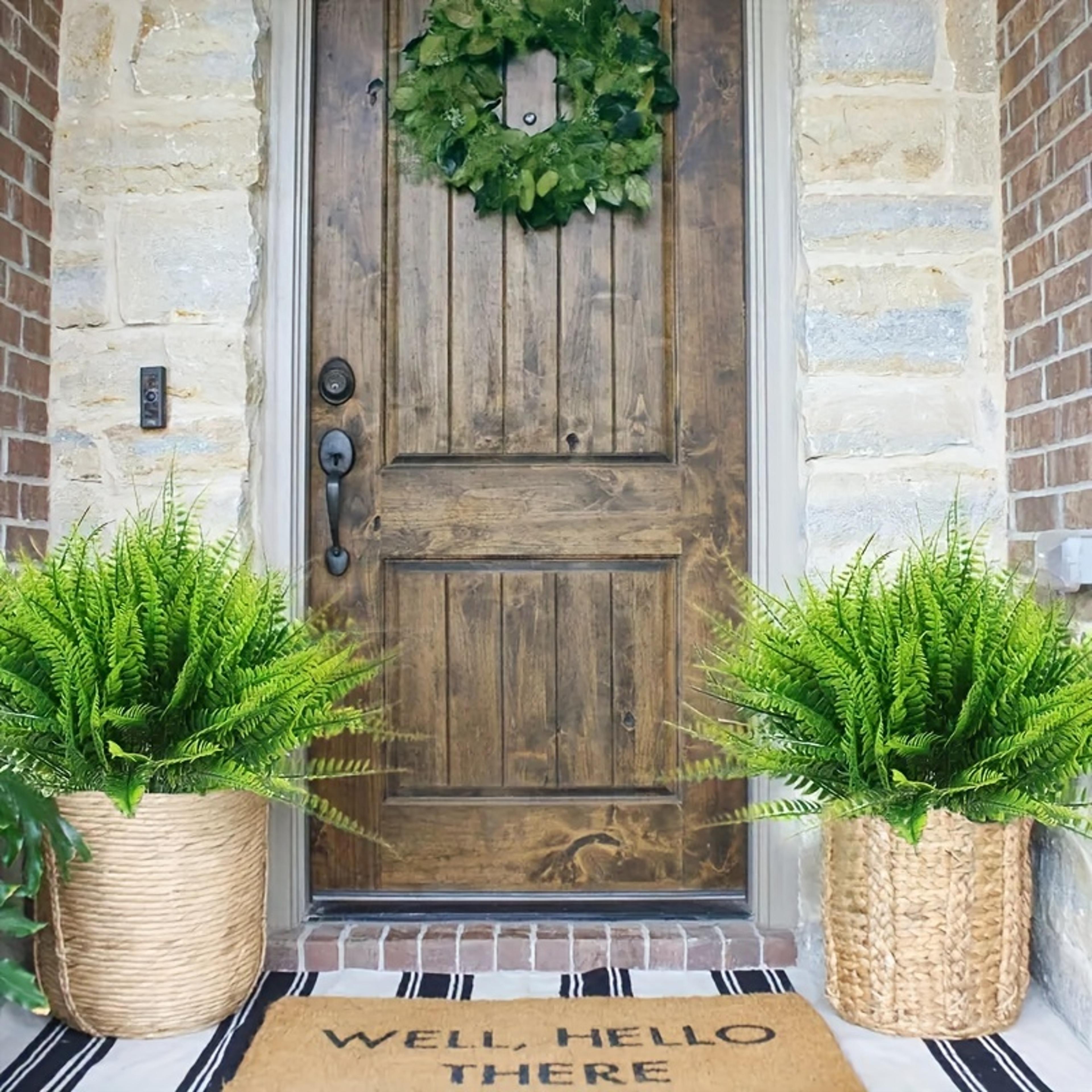 bundles artificial plants, fake boston ferns bushes, faux shrubs, greenery for home garden outdoor, uv resistant yard