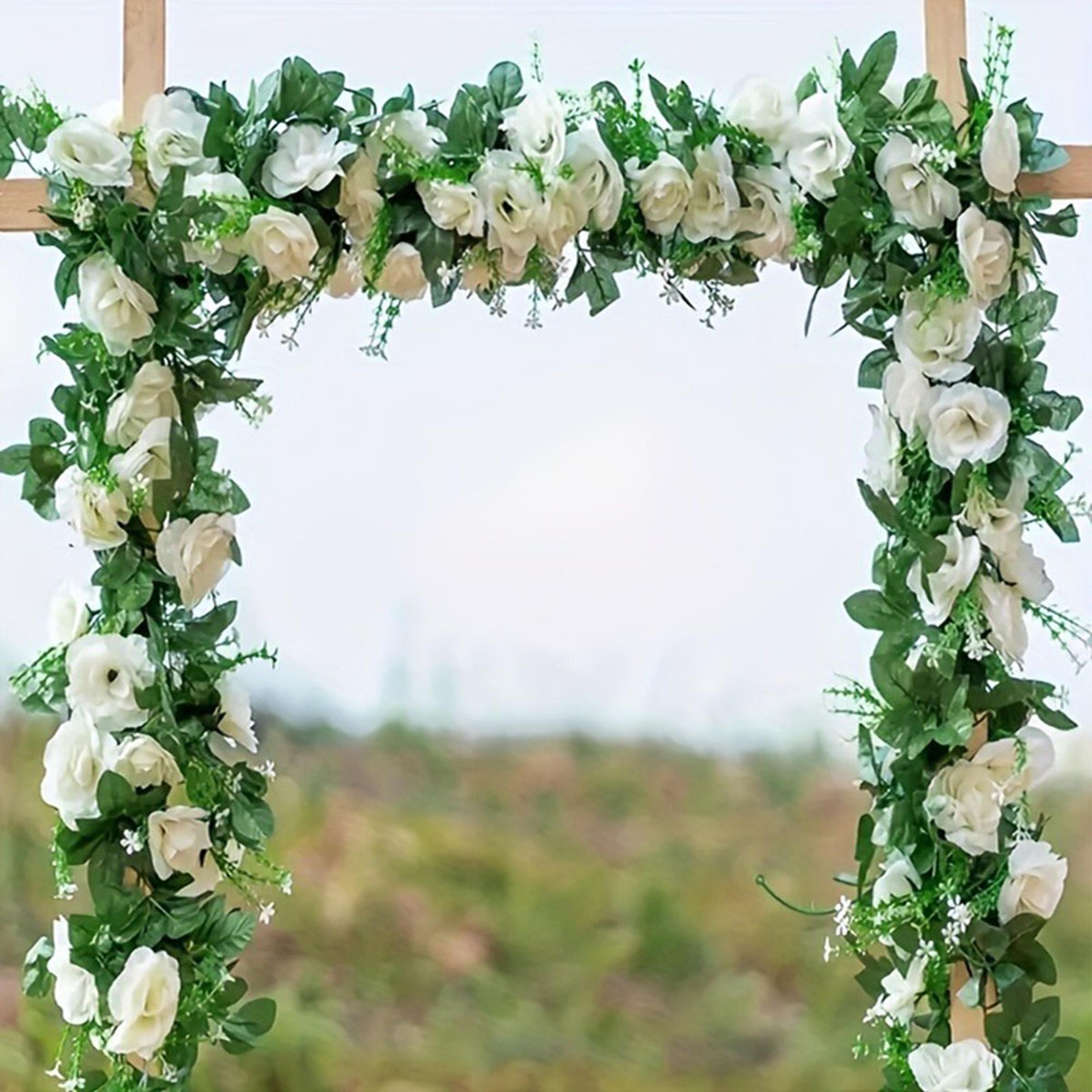 artificial white flower fake hanging garland flowers, leaves artificials, fake vine plants wedding decoration