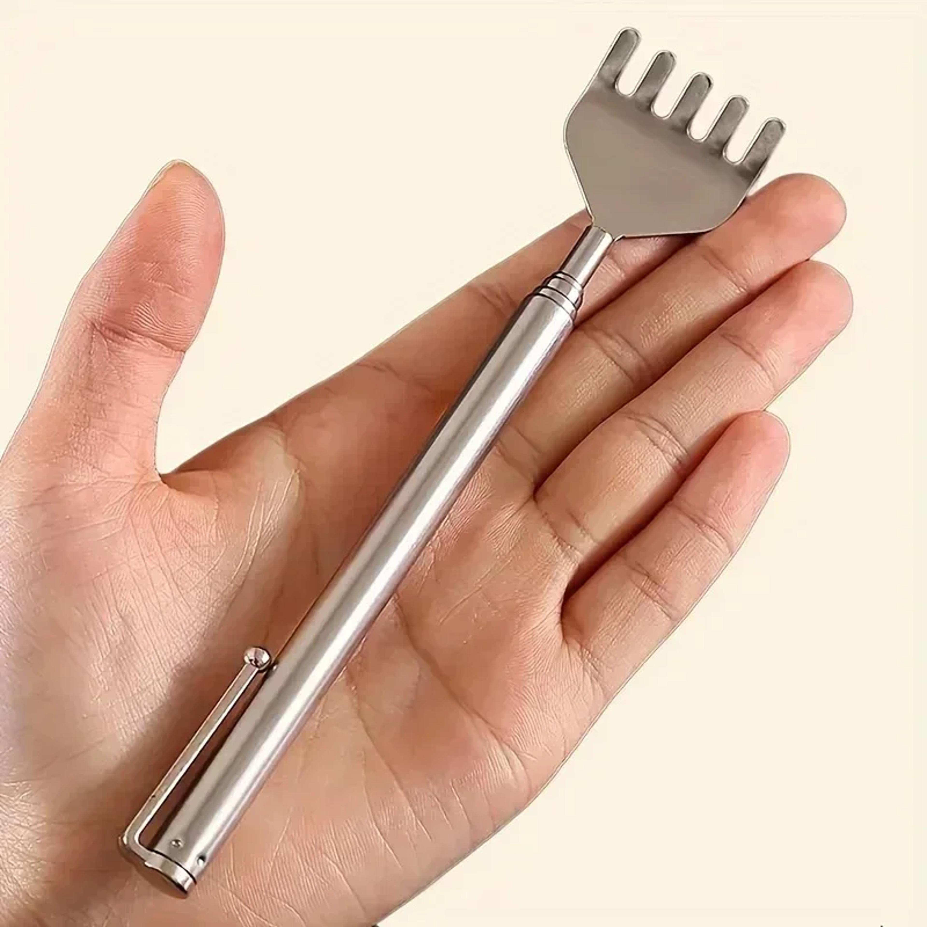 stainless steel retractable back scratcher, extendable portable itch relief tool, nonticking scratching artifact