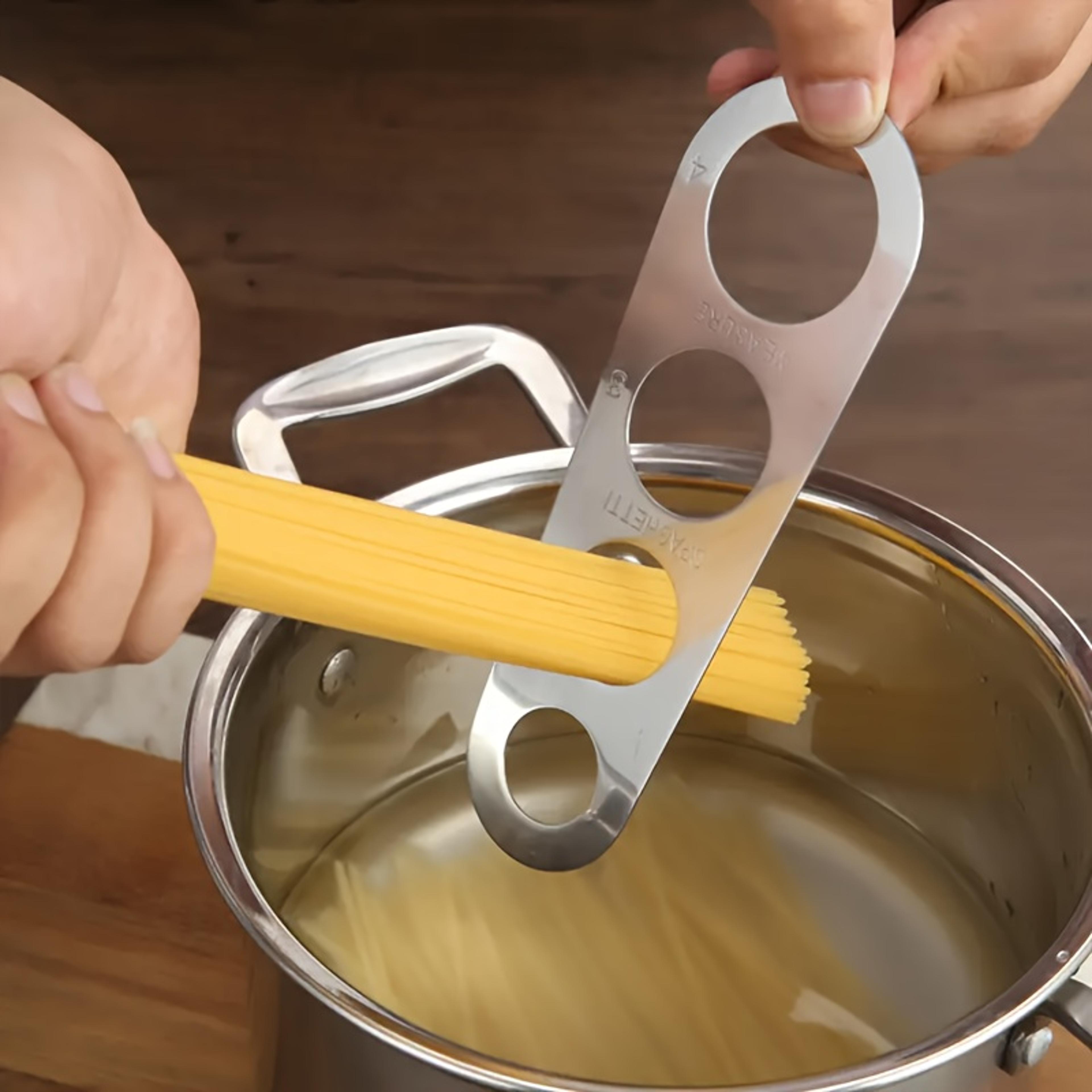 stainless steel pasta measuring scale, 4 hole portion control tool, long pasta wide noodle kitchen accessorie guide