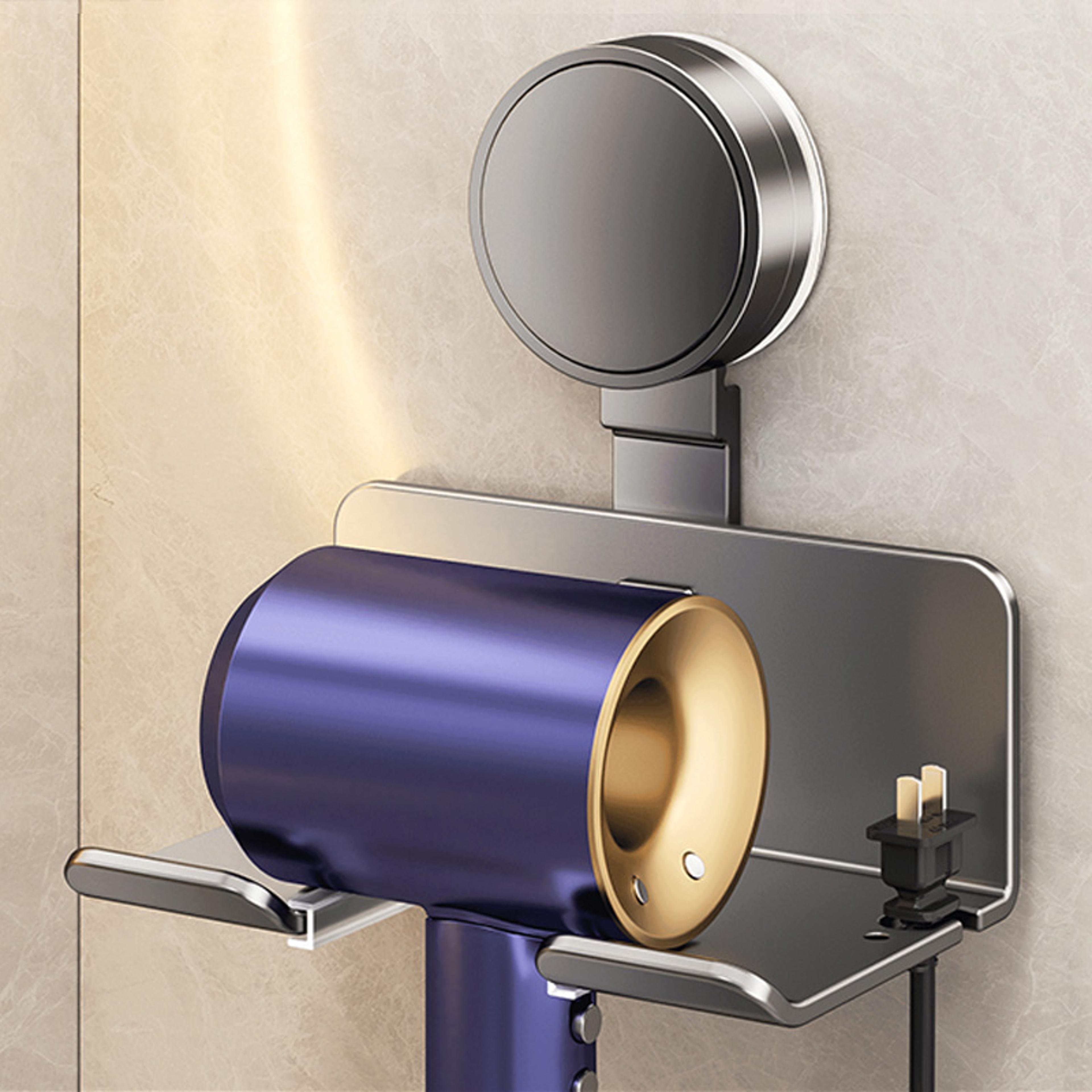 suction cup hair dryer holder wall mounted, self adhesive cradle stand for dyson hairdryer bathroom shelves