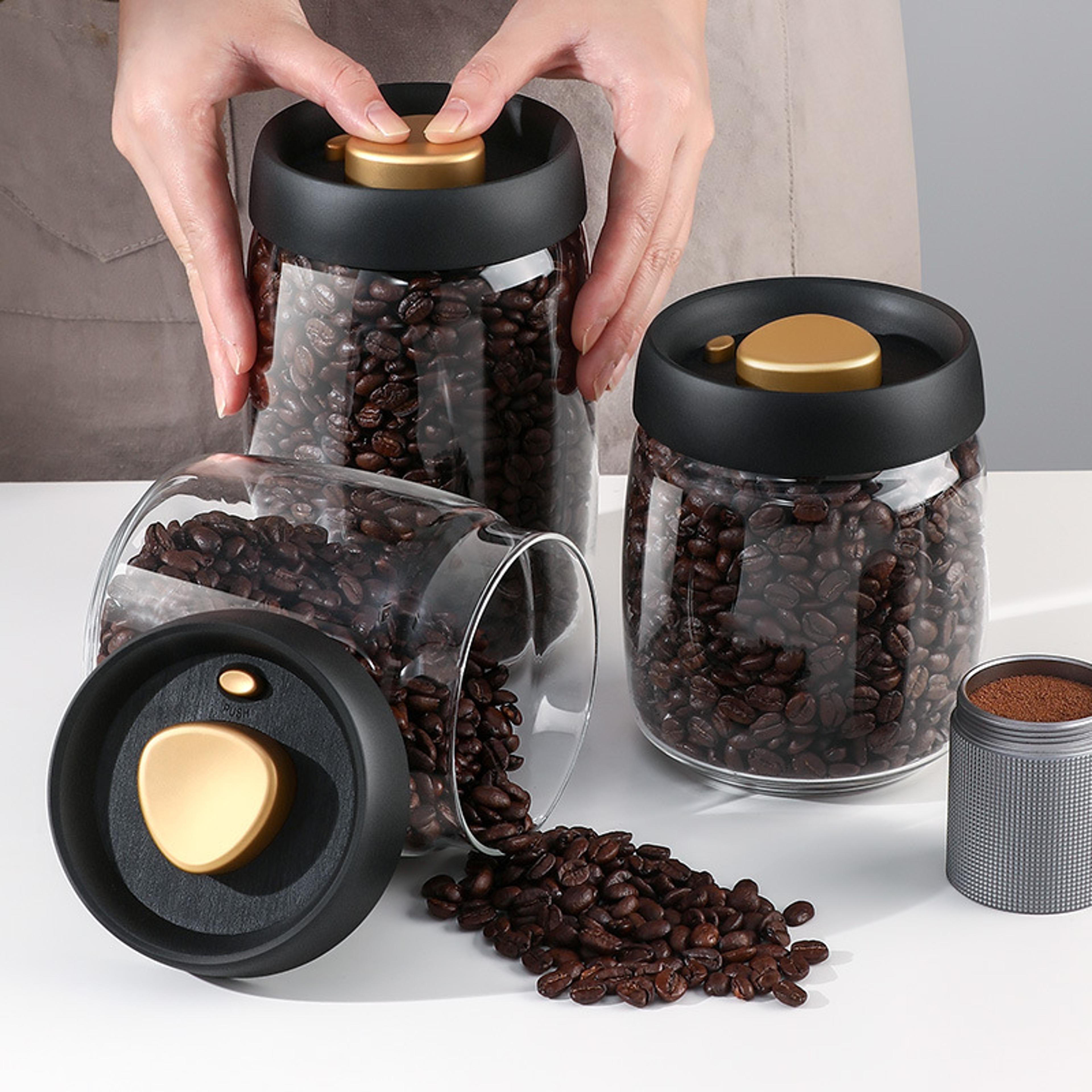 coffee beans vacuum sealed tank, transparent glass food storage jars, moisture-proof airtight container