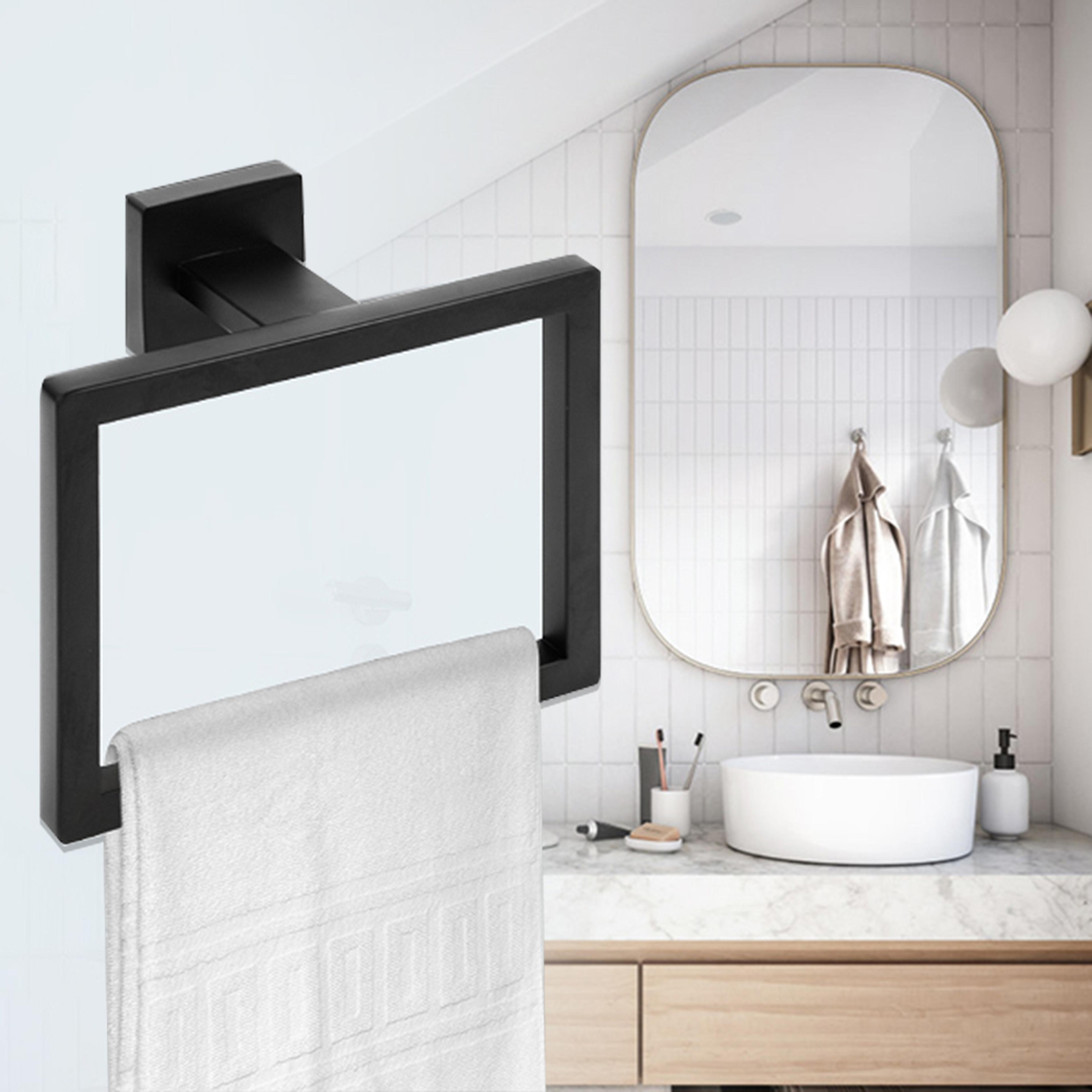 modern square towel hanger, stainless steel towel ring, hand towel holder for bathroom storage