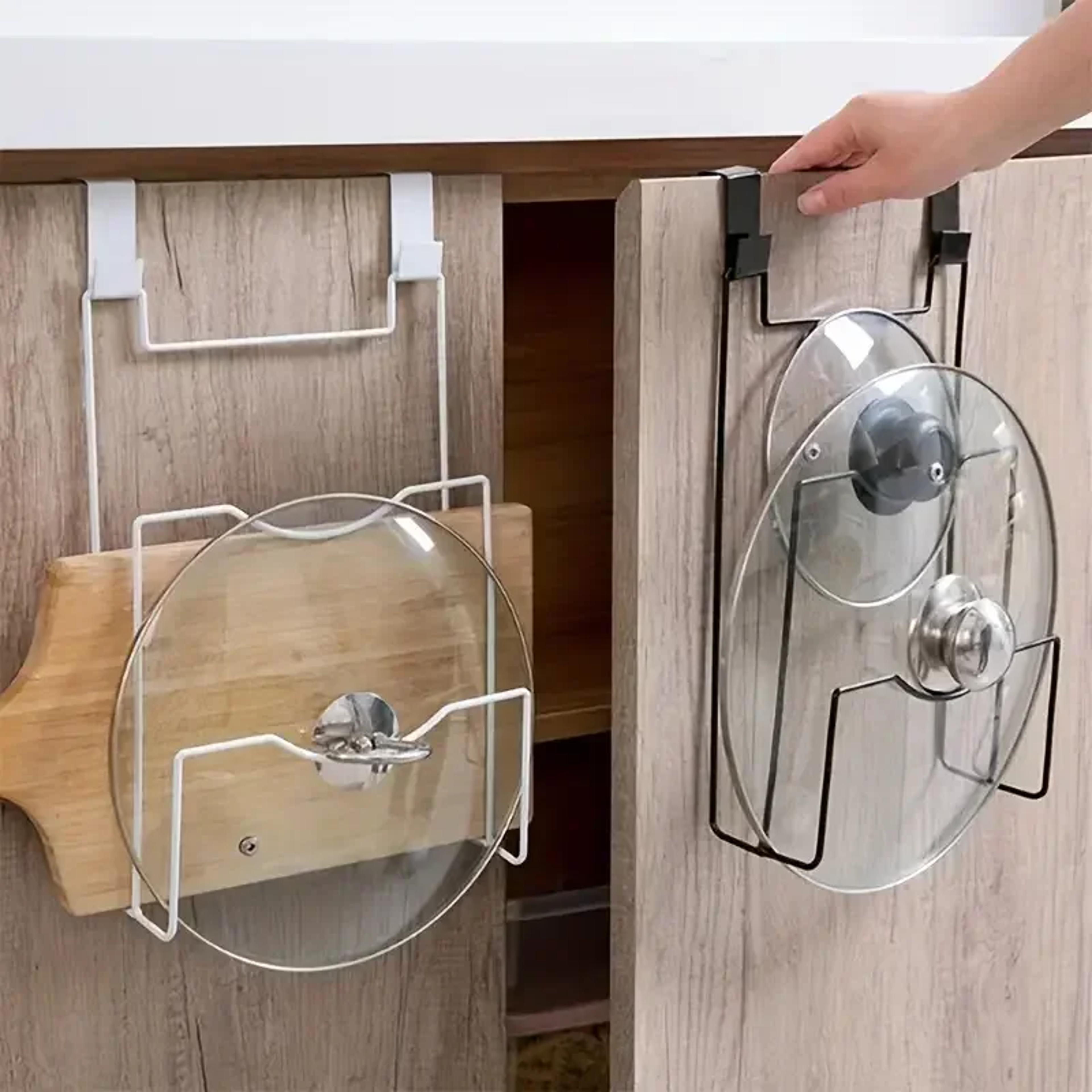 non perforated pot lid rack, wall mounted iron rack for kitchen, multi-layer storage organizer