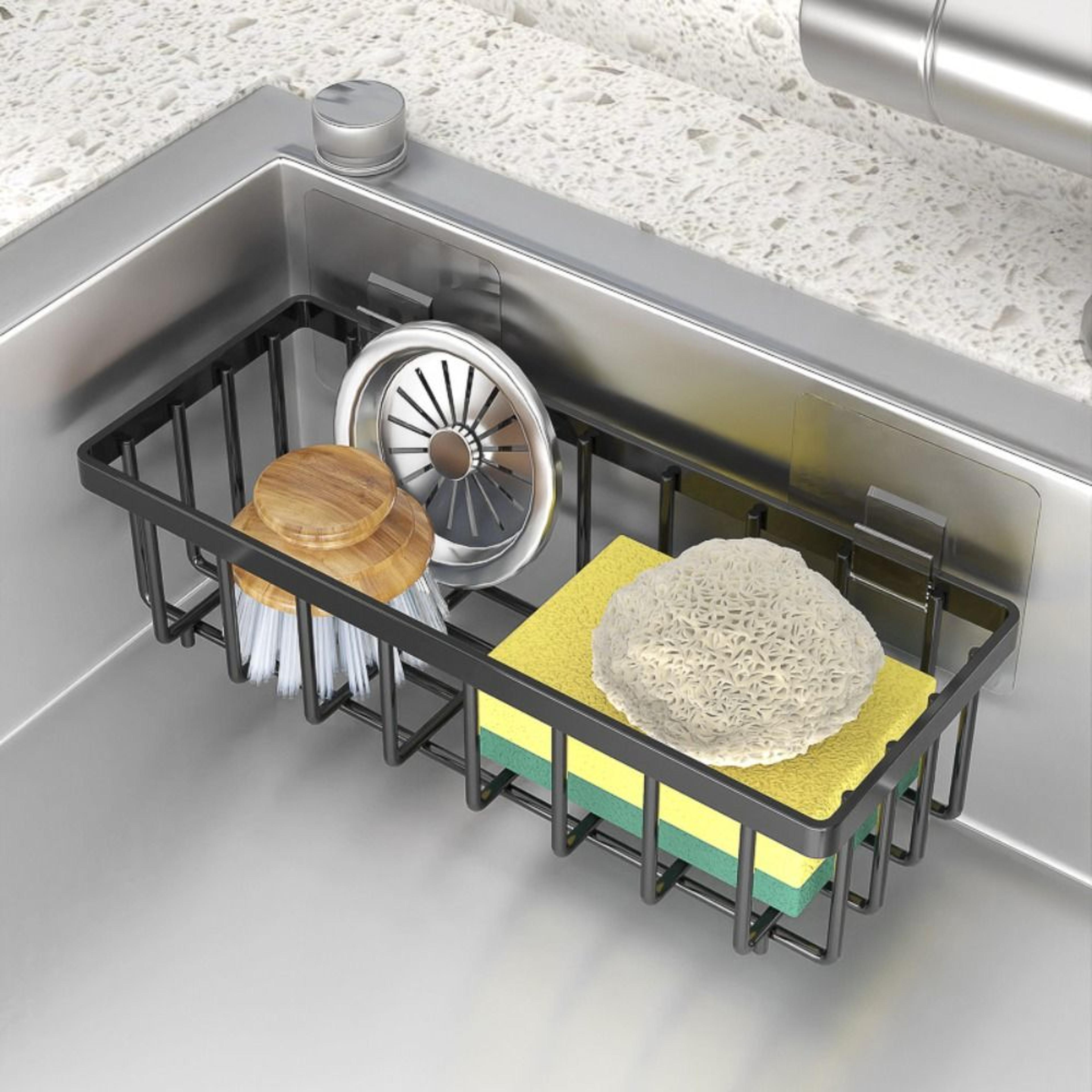 portable dish washing cloth rack, kitchen sink drain shelf, soap sponge holder organizer