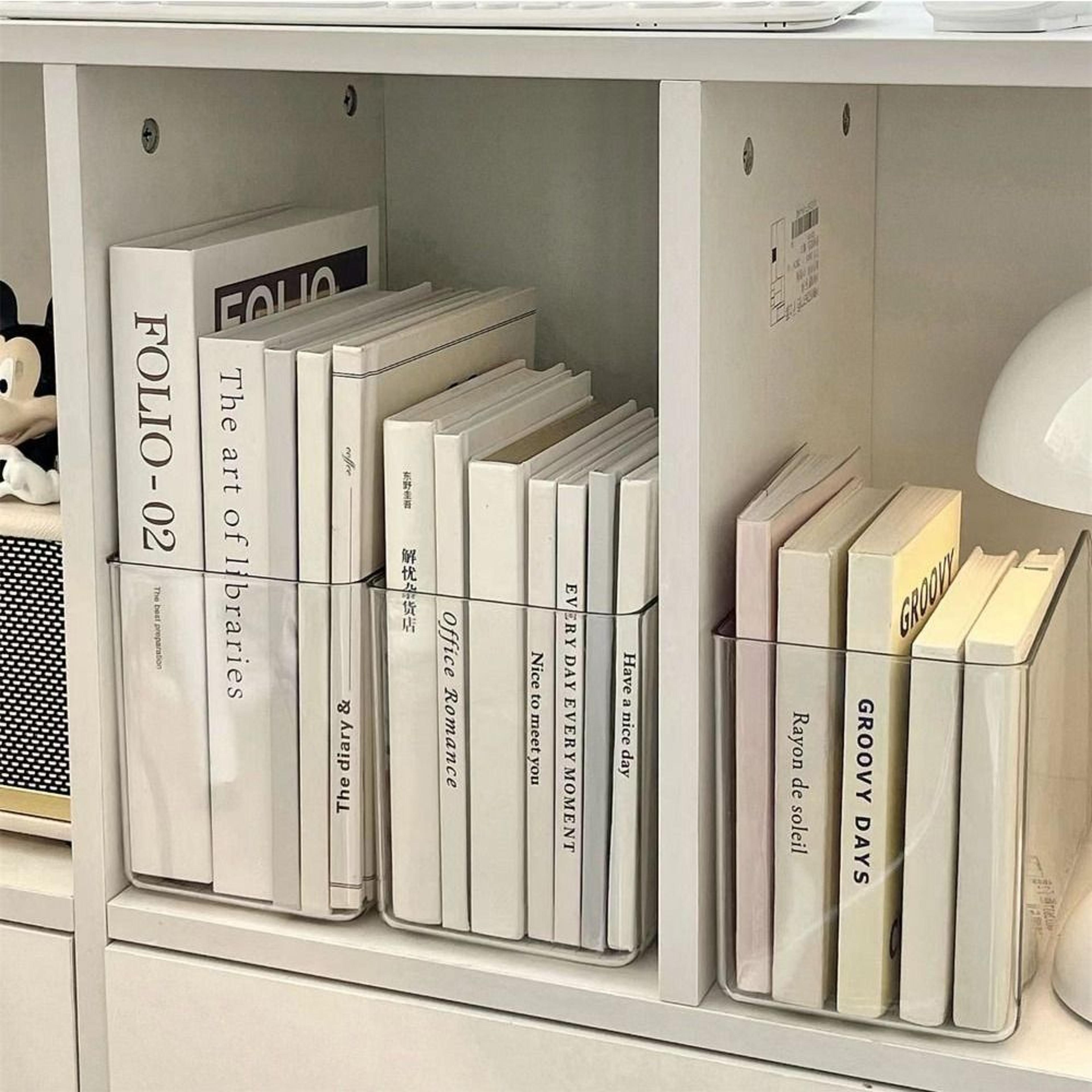 transparent book stand, acrylic book folder, u shaped desk storage rack, simple free combination home office organizer