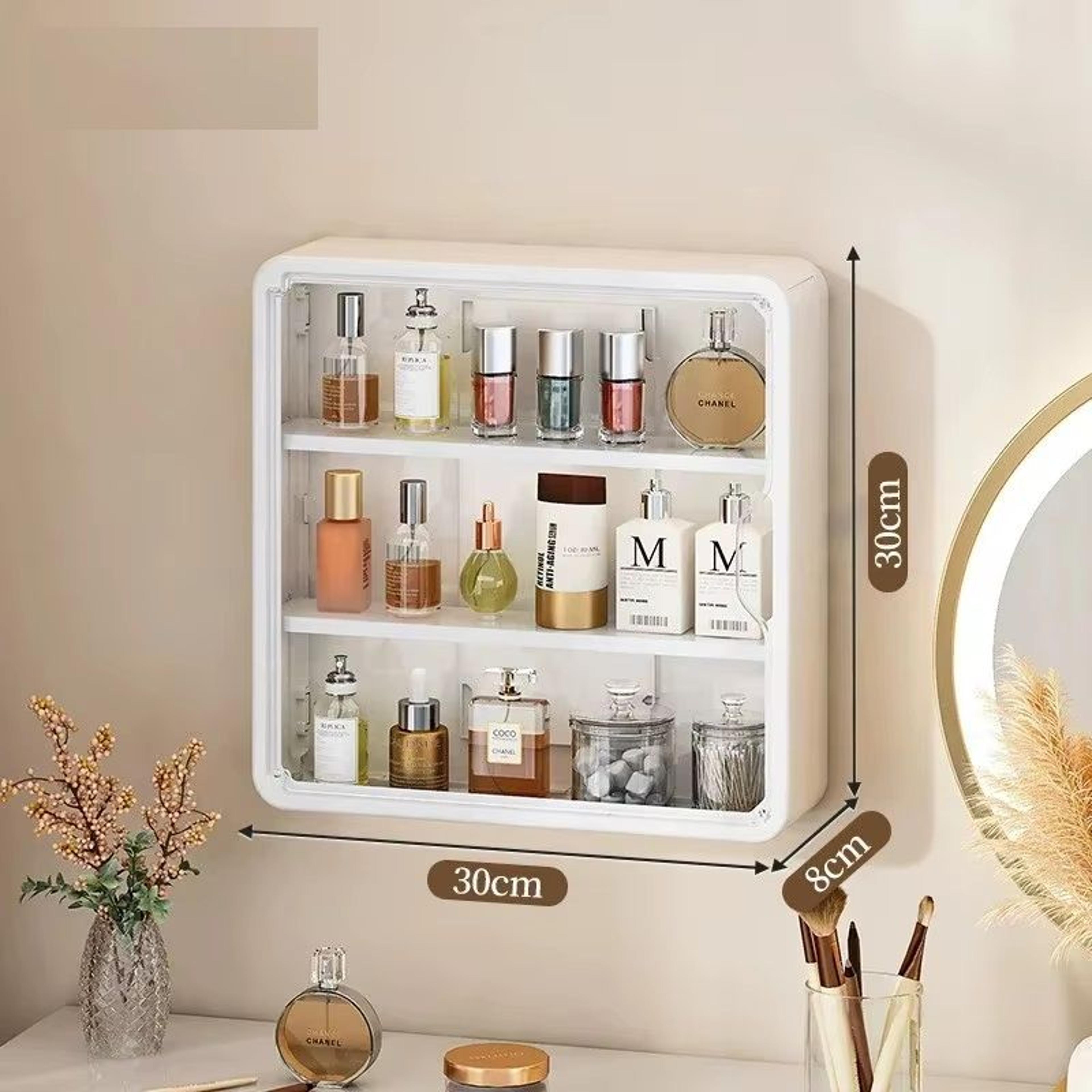 bathroom organizer, transparent multi layer display cabinet, cosmetic storage box with removable shelves