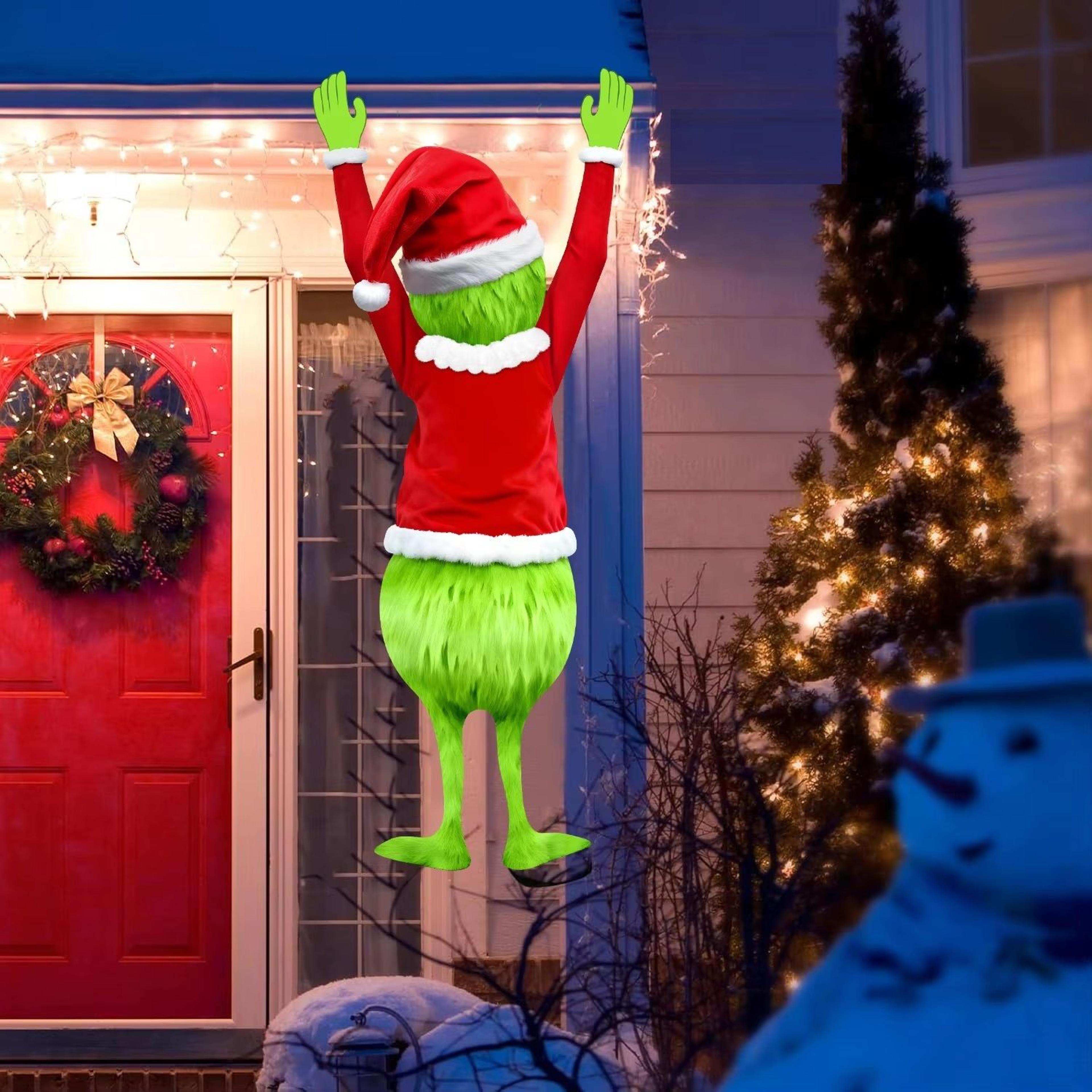christmas green haired man hanging christmas decoration, merry gift for holiday indoor outdoor fun decor hanging gift
