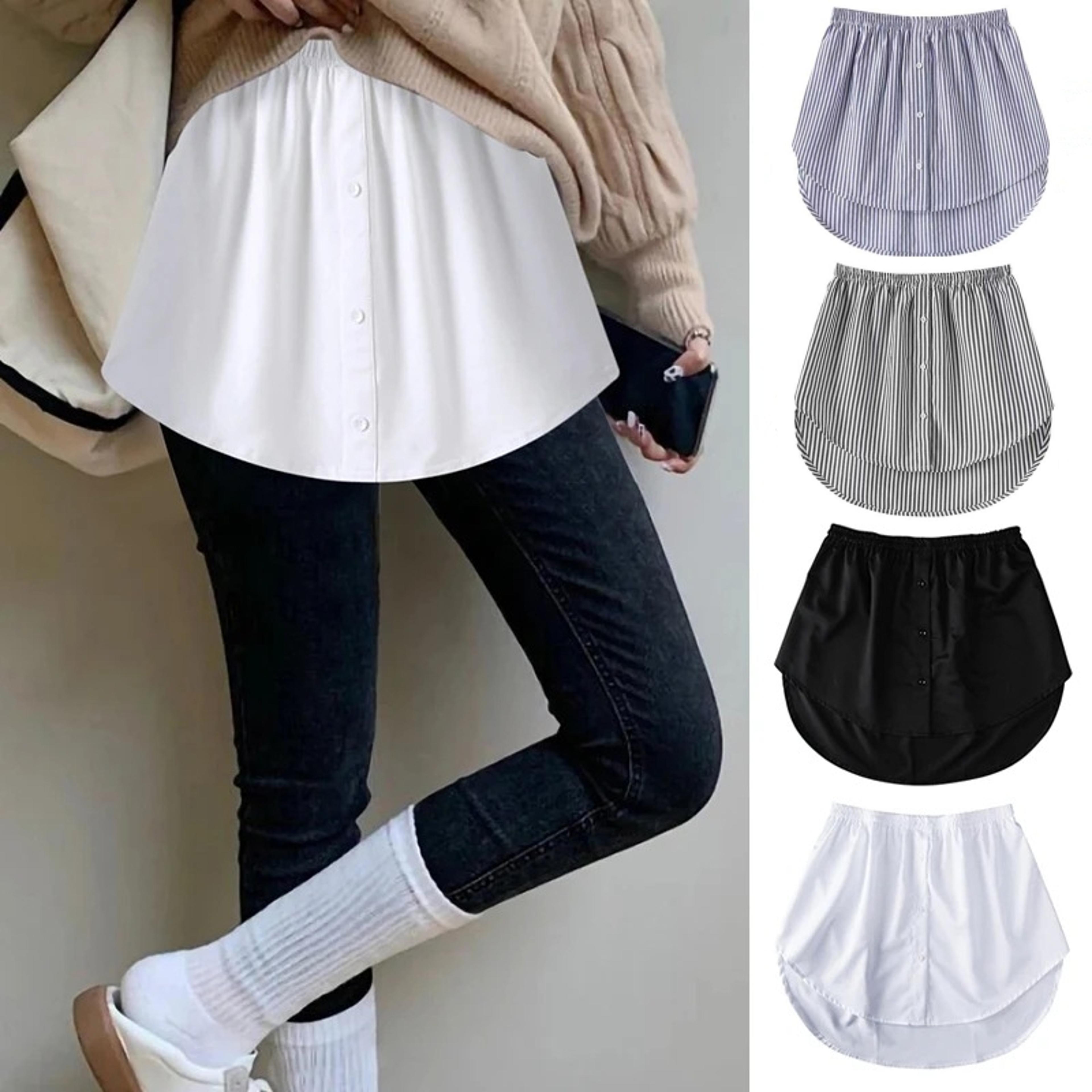 women blouse extender, adjustable layering faux top, mini skirt false hemline, split underskirt