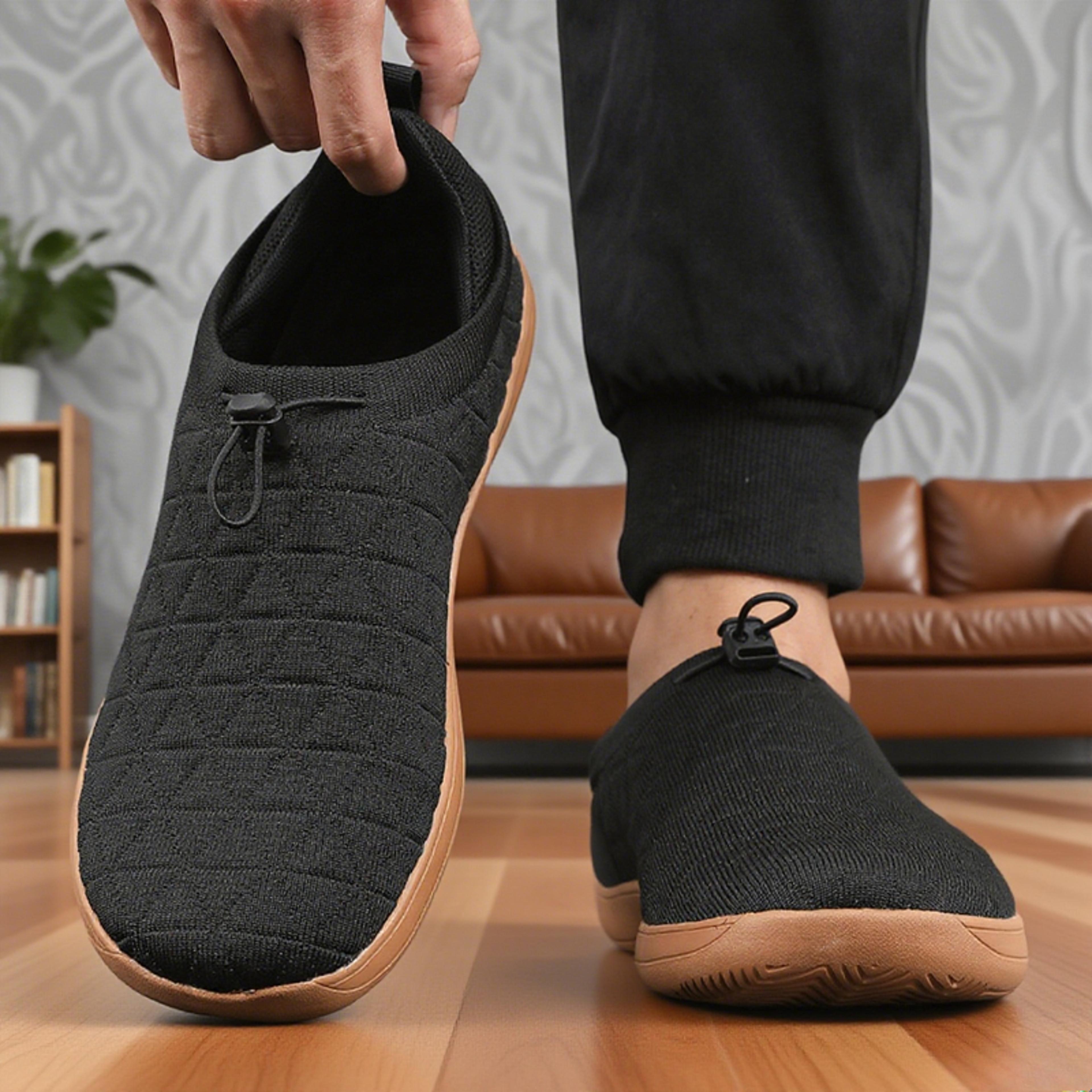 wide barefoot shoes for men, breathable knitted mesh walking sneakers, zero drop casual sneakers