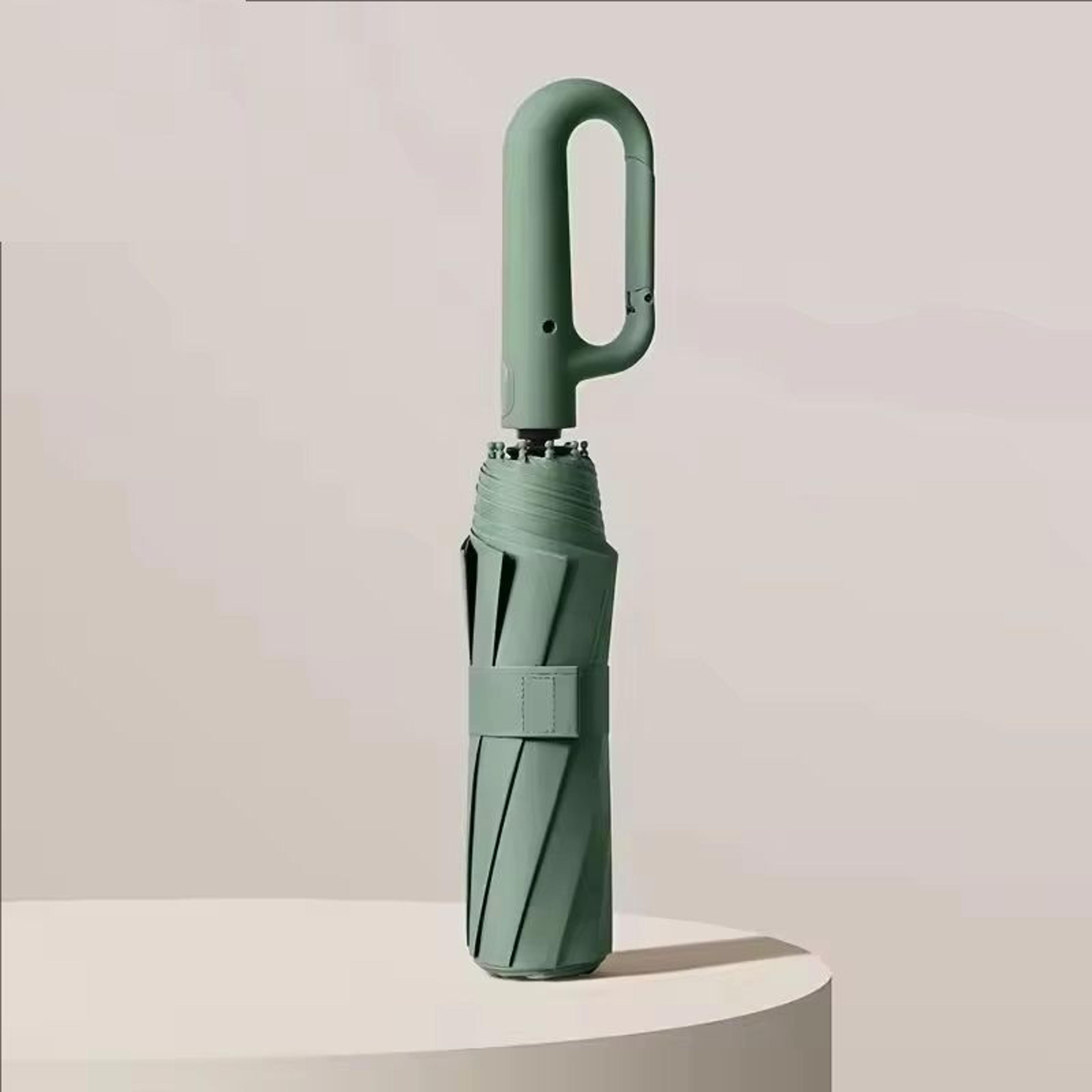 ring buckle design rib fully automatic umbrella for men, folding extra large strong womens sunshade double umbrella