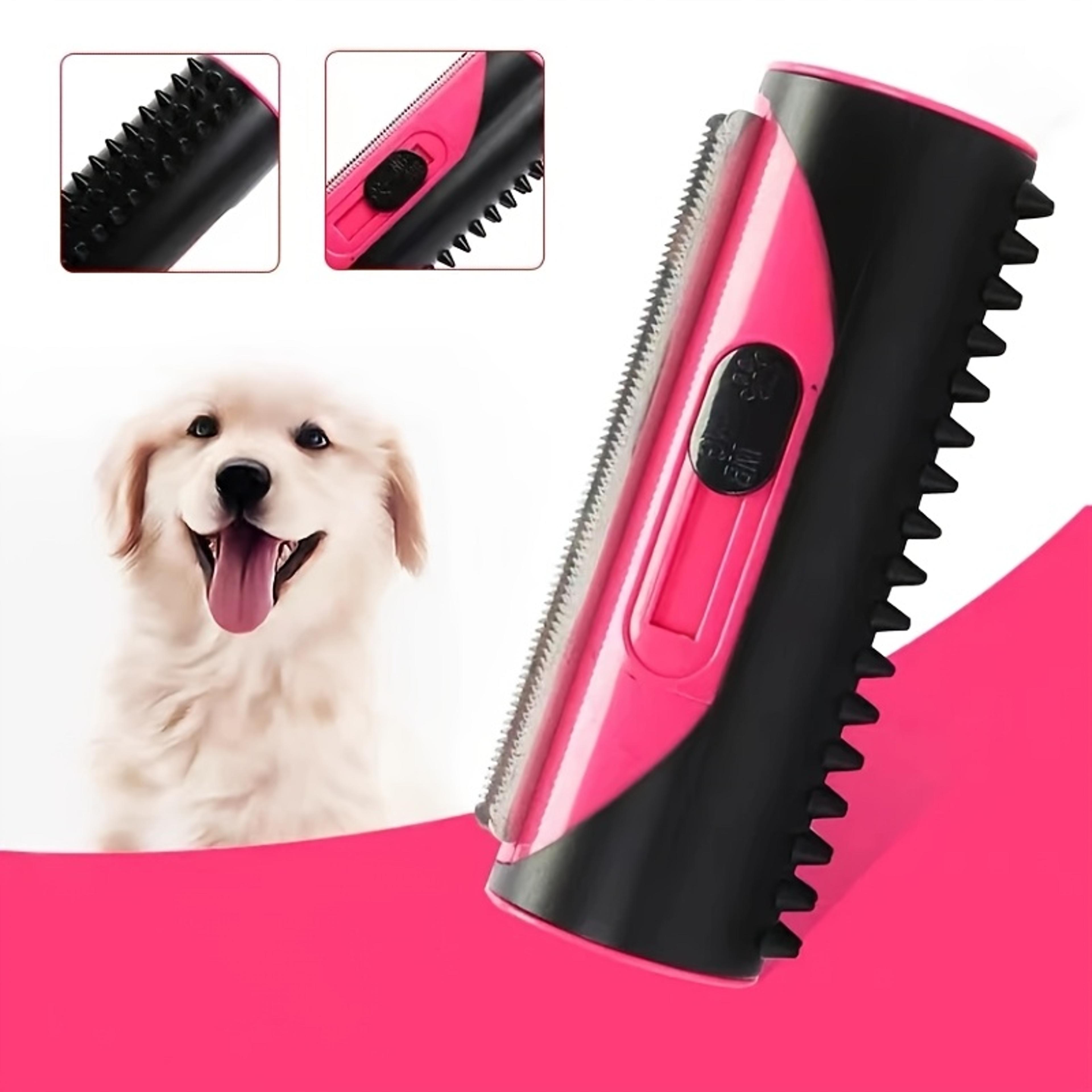 stainless steel dog brush for medium to large breeds, fine tooth, uncharged hair remover for grooming