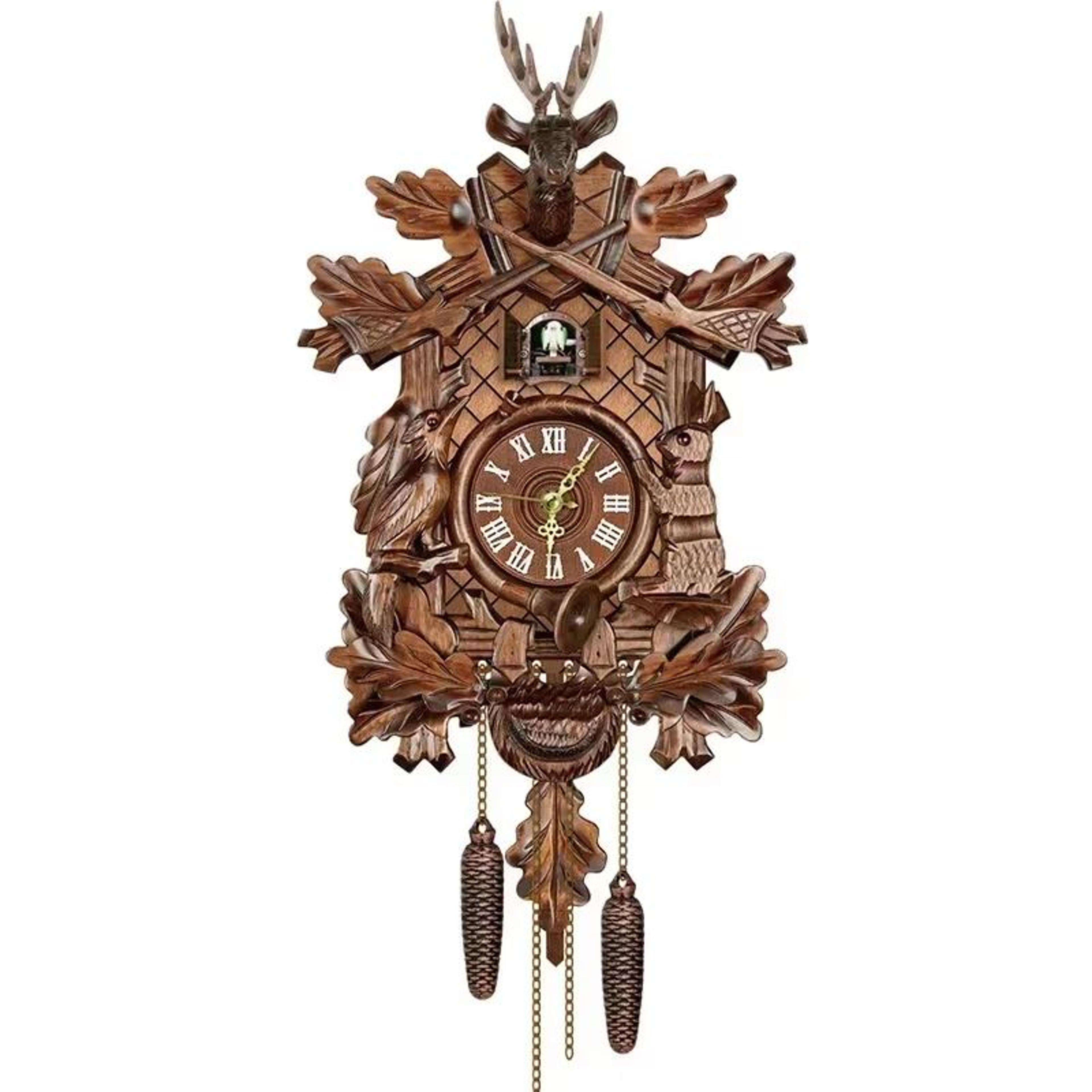 wooden hanging wall clock, bird alarm clock, cuckoo clocks for home kids room decoration