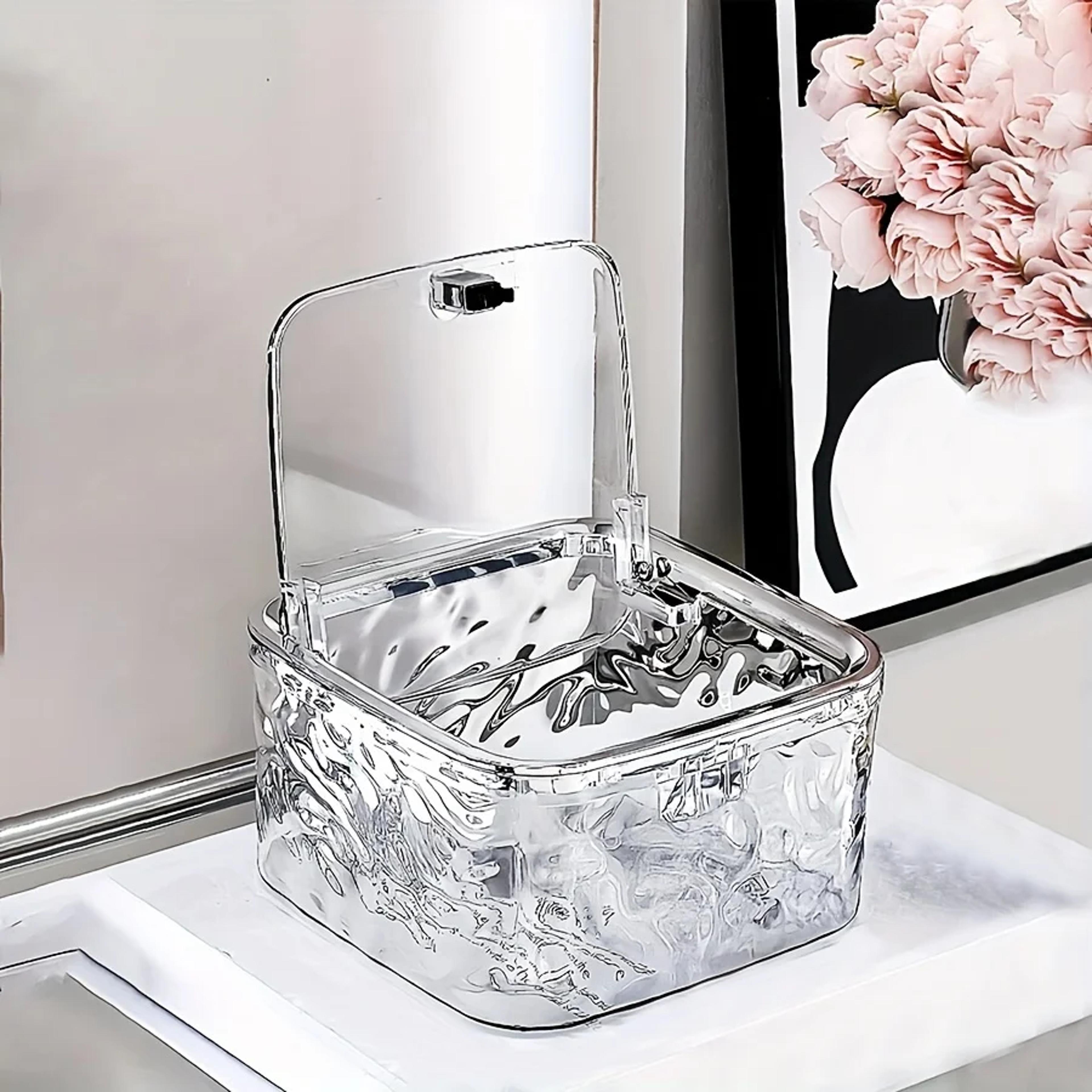 clear acrylic hair accessories organizer storage box for headbands, bows, cotton swabs, bathroom organization