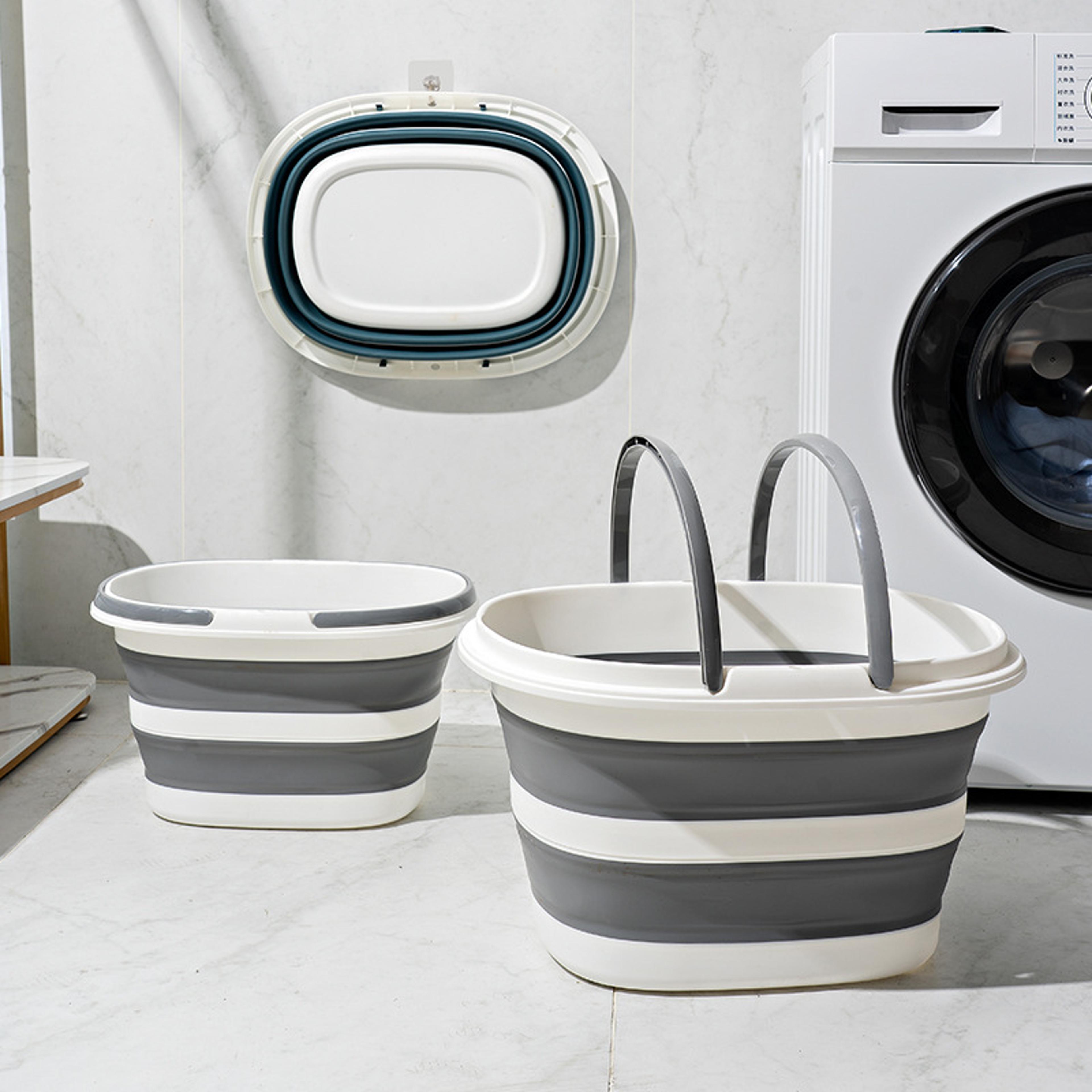 home foldable laundry bucket, multi-purpose dirty clothes basket, portable storage mop bucket, square double handled