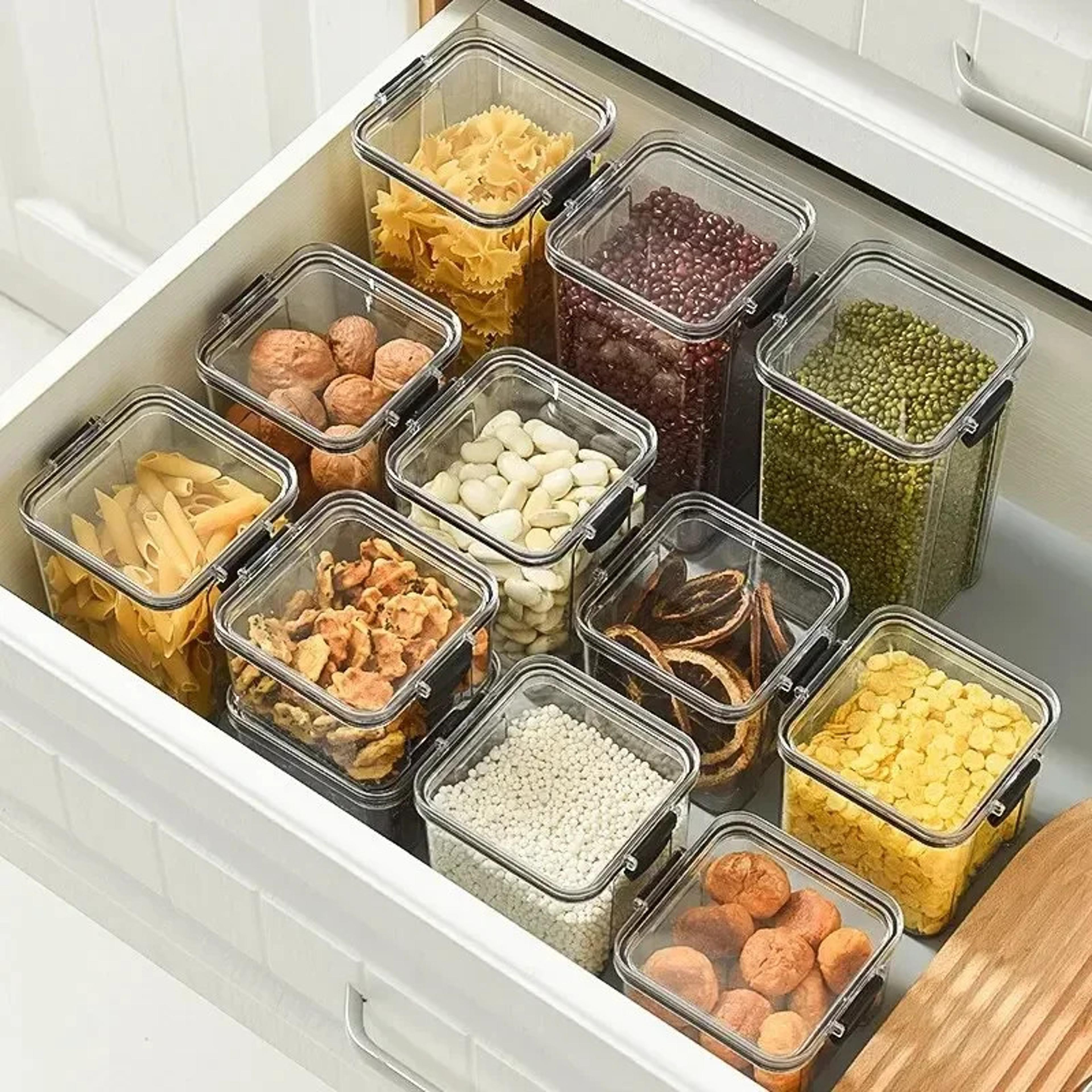 kitchen multigrain snack sealed storage box, moisture proof plastic dried fruit jar container, drawer storage for dried
