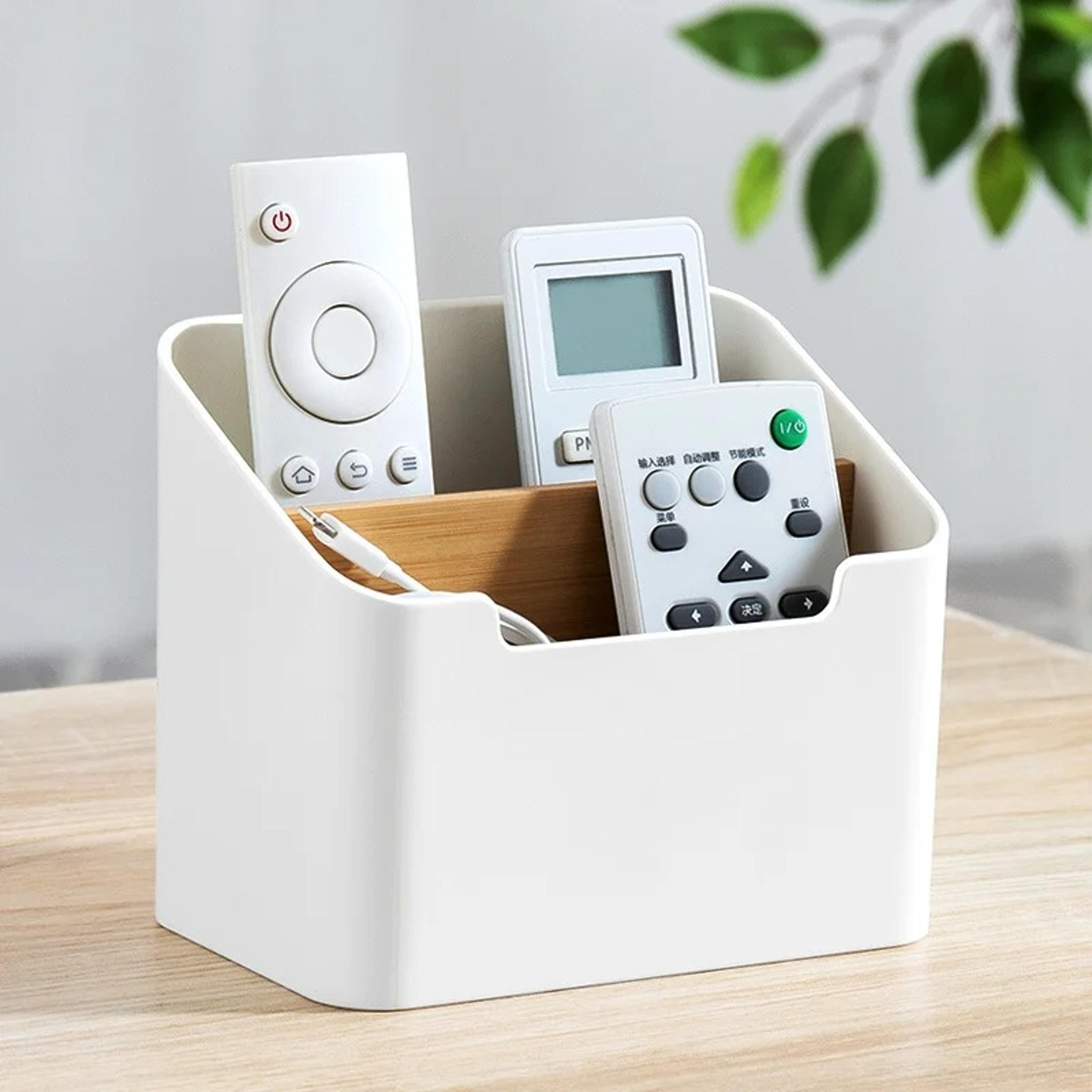 multi functional desktop bamboo and wood compartment storage box, detachable wood partitions, space saving organizer