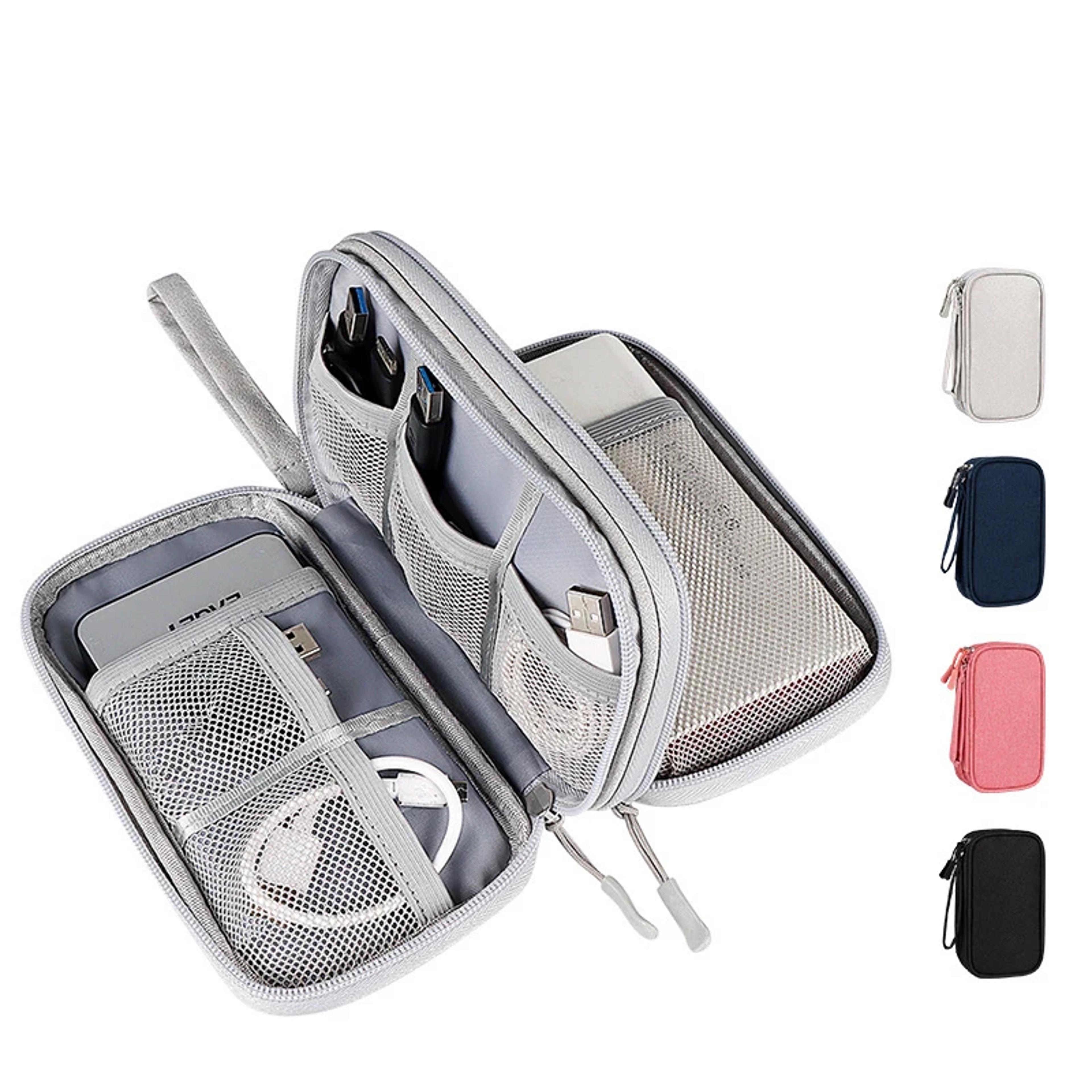 data cable storage bag waterproof, travel organizer bag usb charger case, portable layers carry bag, cable cord storage