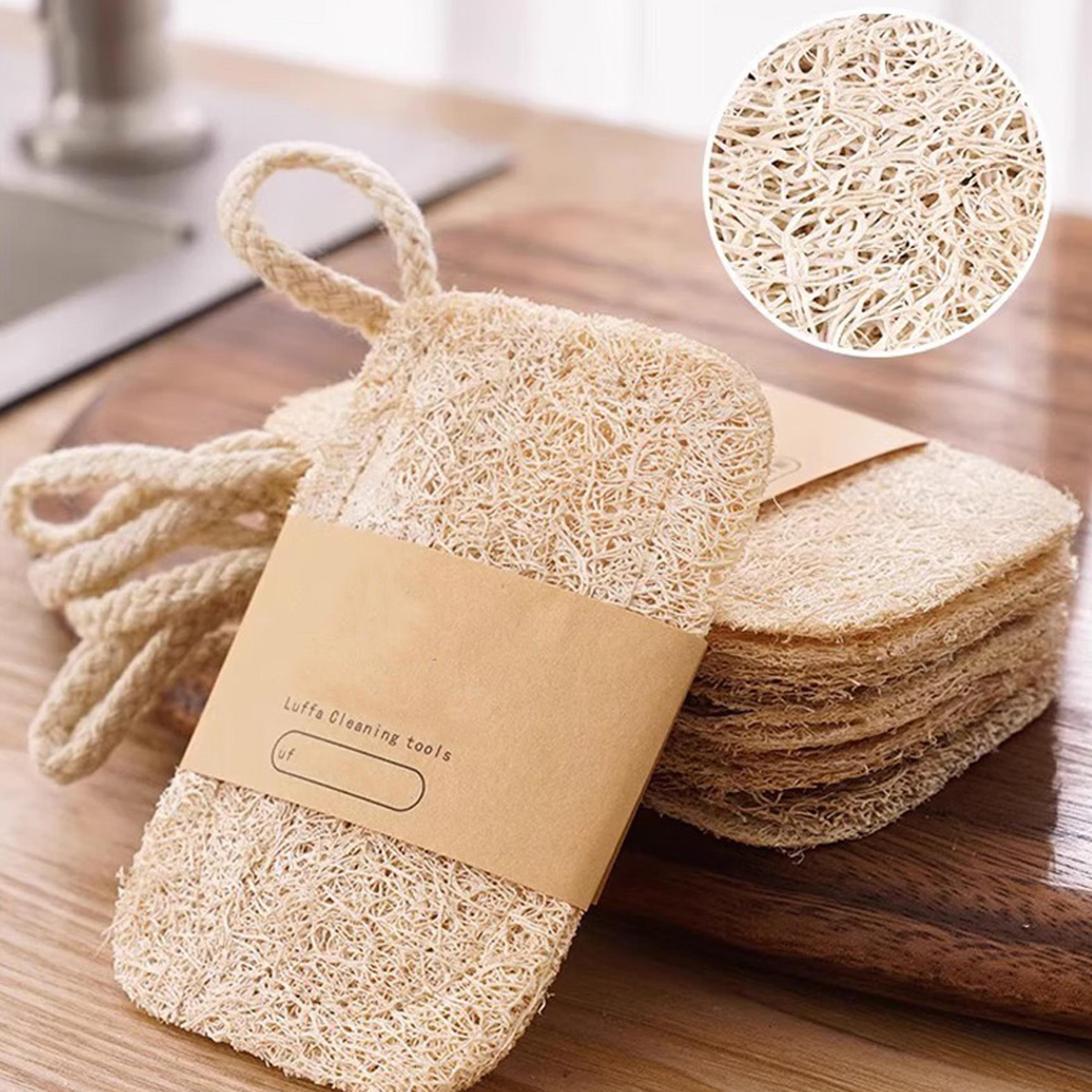 double layer natural loofah sponge for kitchen cleaning, biodegradable and eco-friendly