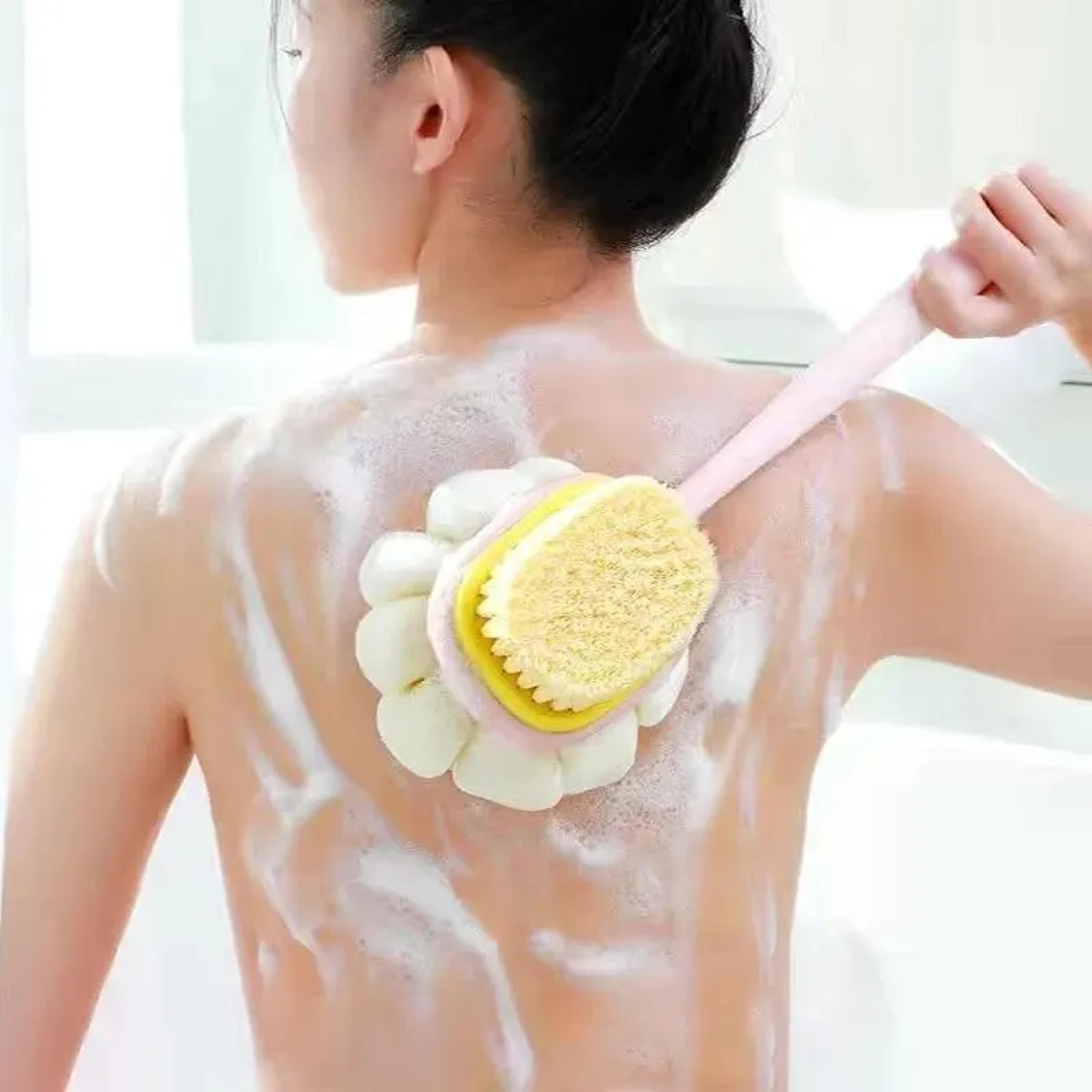 loofah back scrubber long handle shower body brush with soft mesh sponge for women skin exfoliating bath