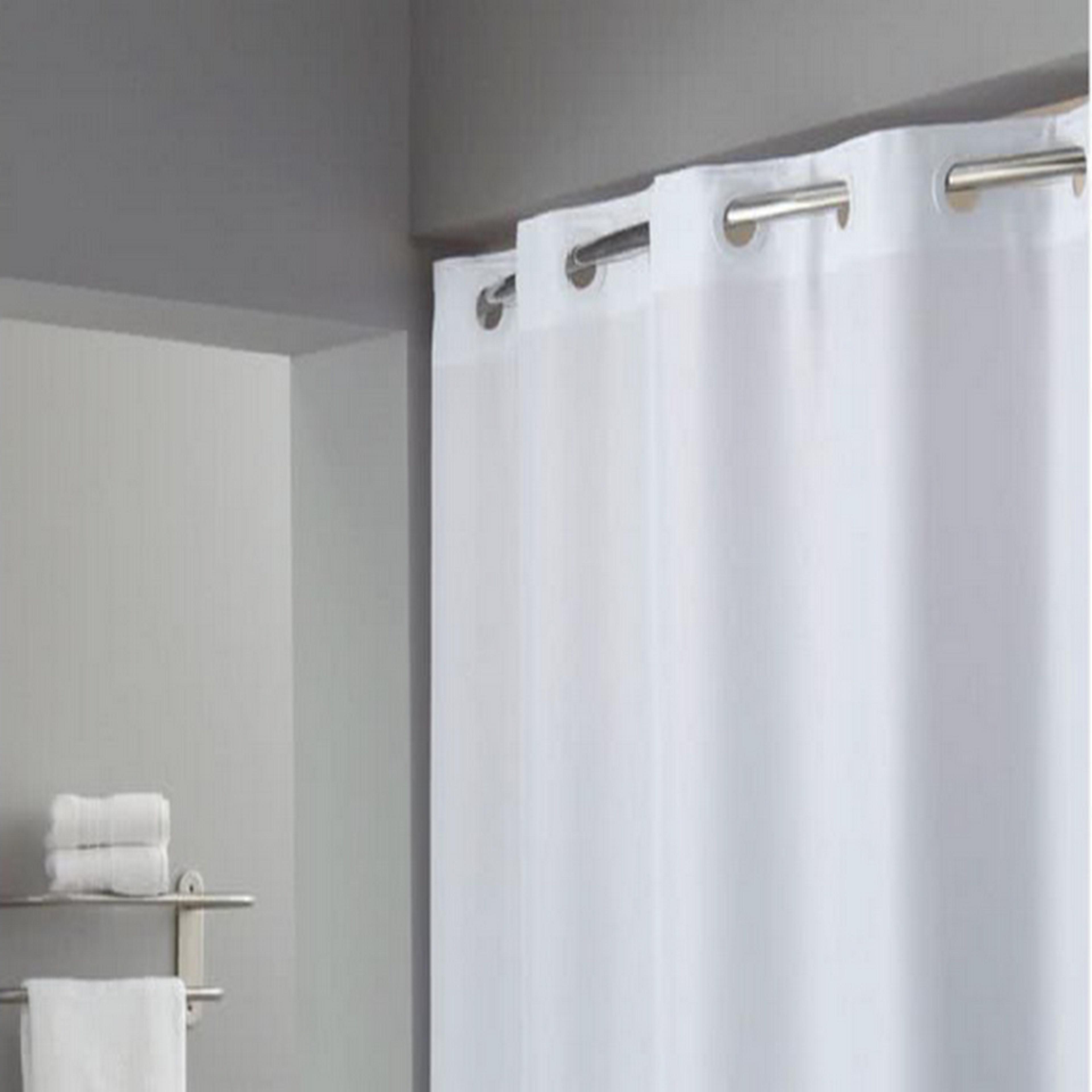 minghe no hook shower curtain, heavy duty cloth, hotel quality fabric bathroom shower curtain