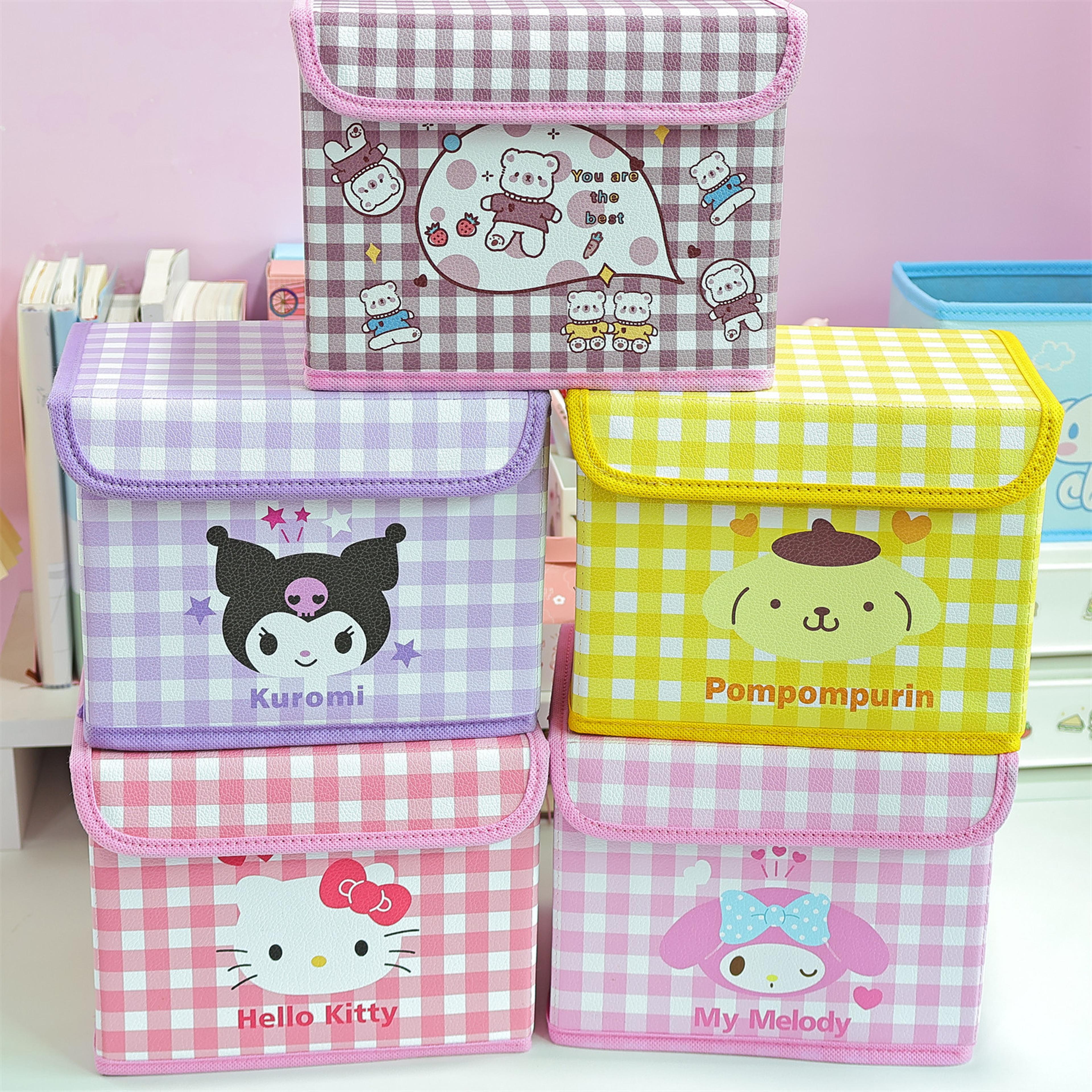 desktop storage box, hello kitty, cinnamoroll, flattenable toy organizer, underwear, cosmetic, stationery, sundries