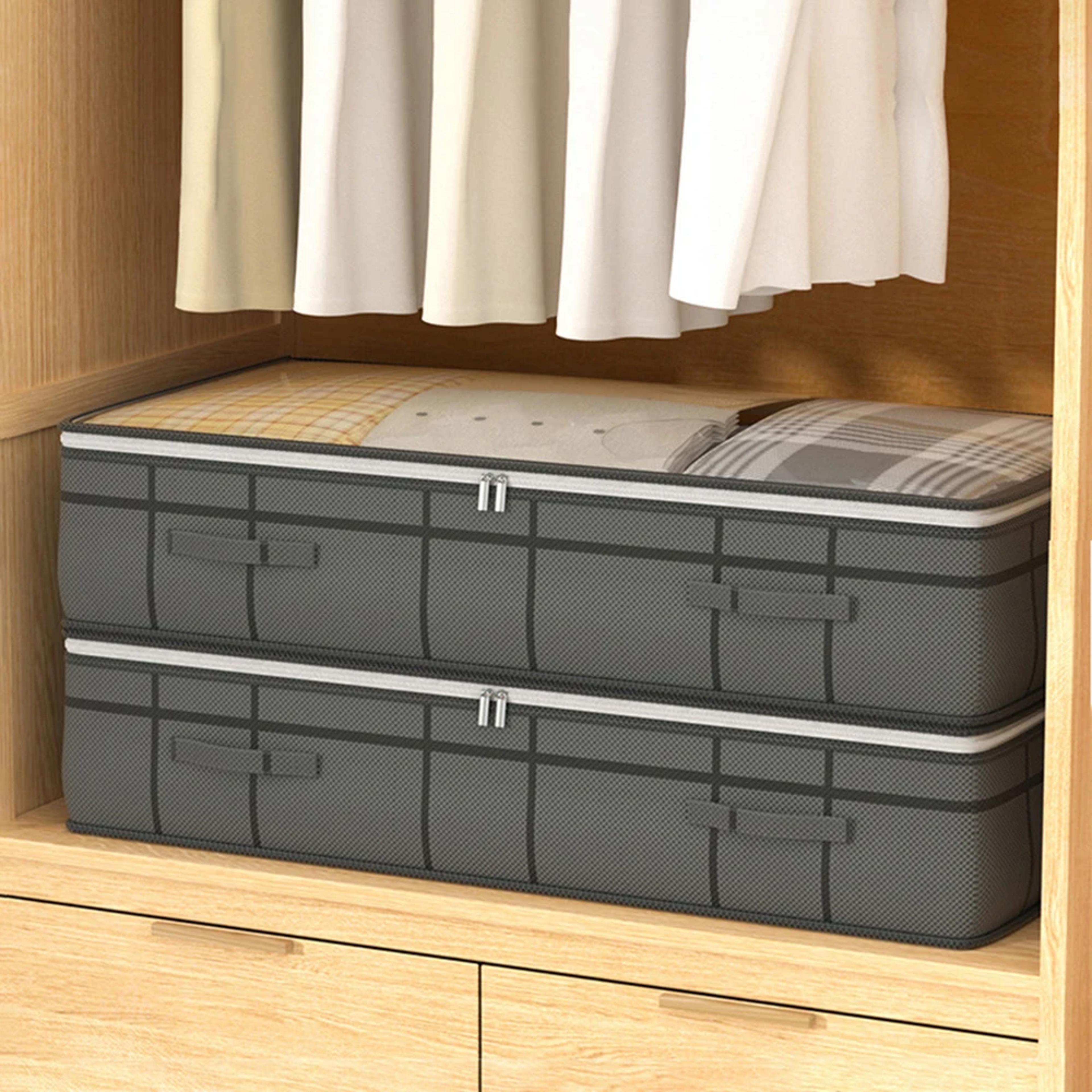 foldable non-woven bed bottom storage bag, large capacity clothing & blanket storage bag, tidy bedroom closet dust space