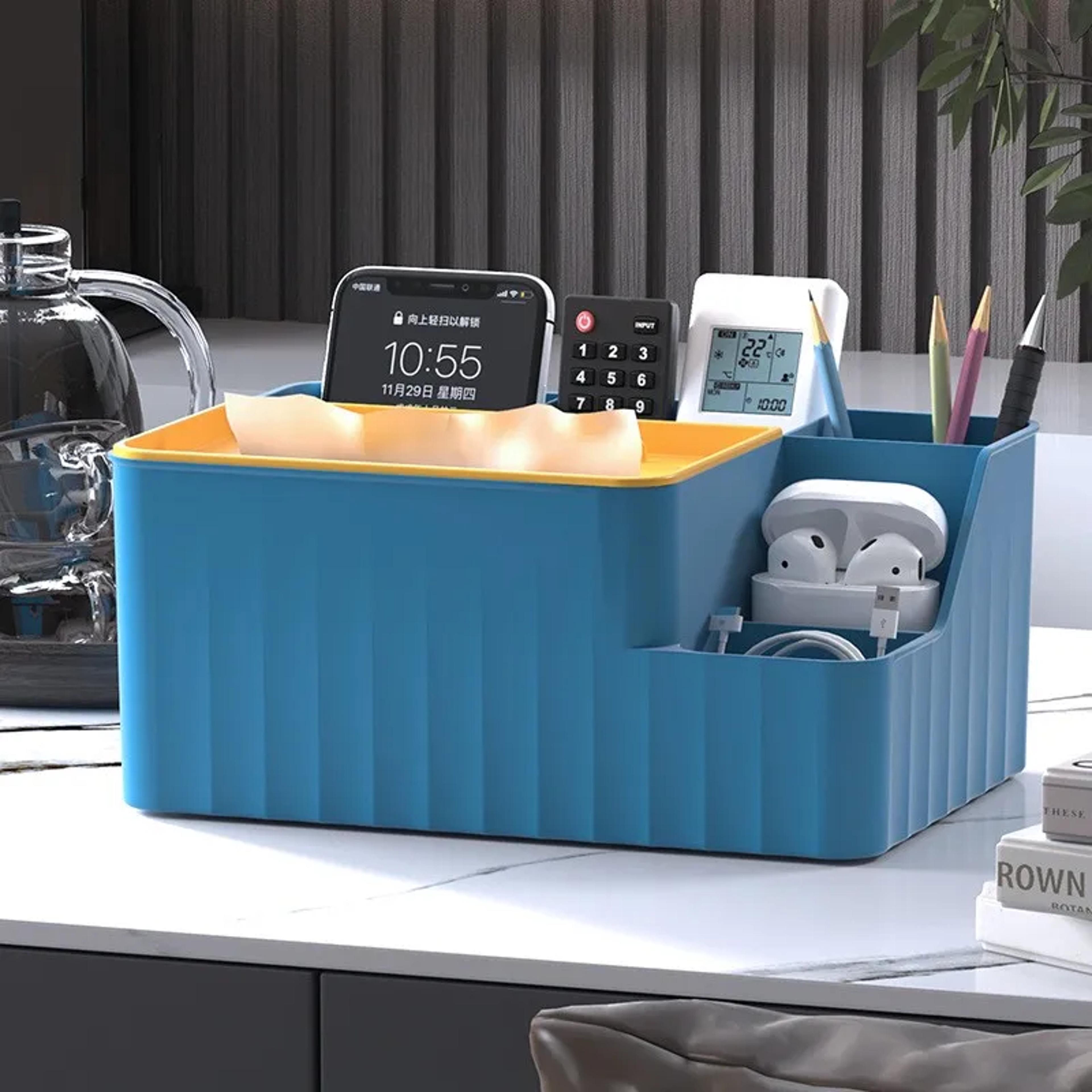 multifunctional desktop tissue storage box, remote control organizer, living room & coffee table storage box for easy