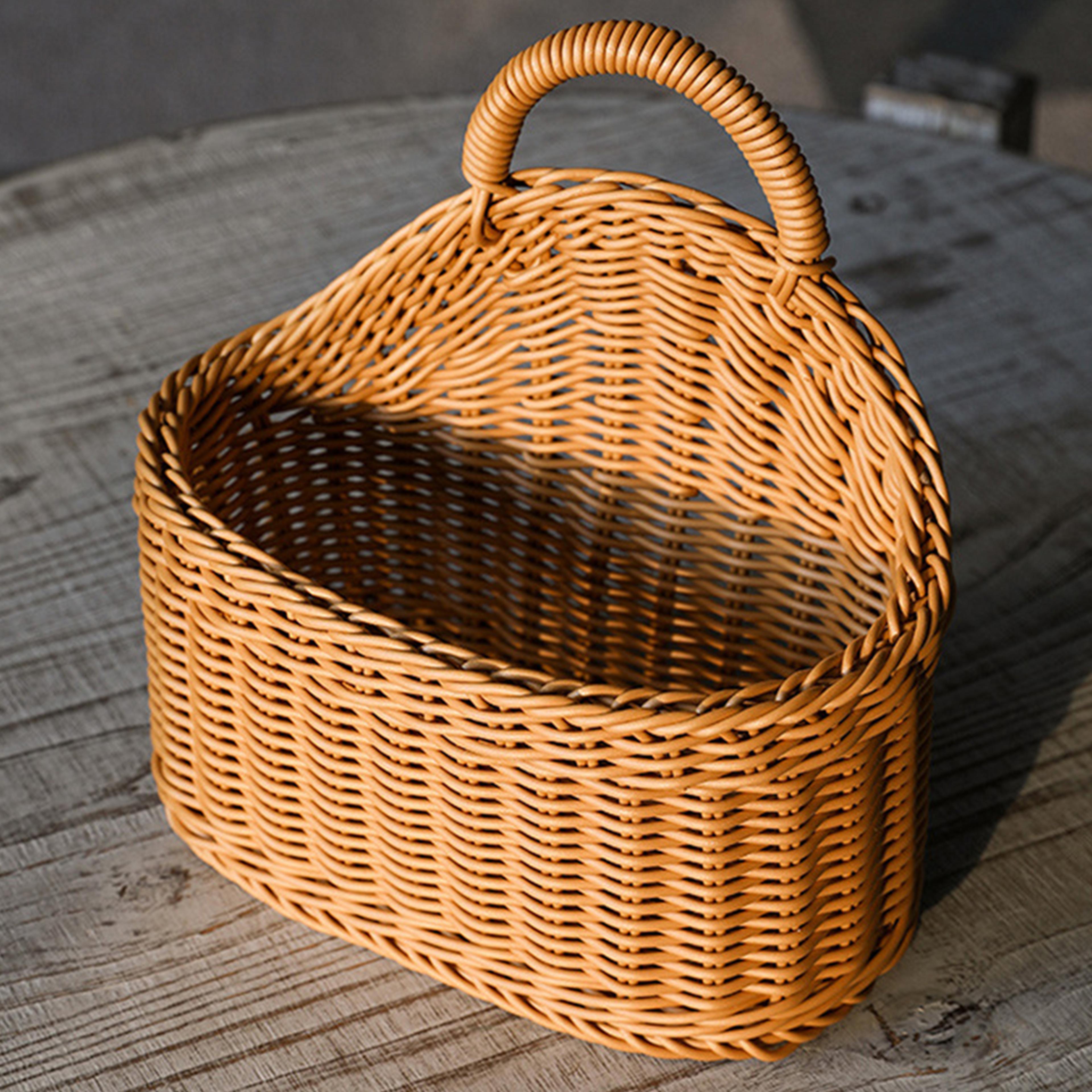 wall mounted vegetable and fruit basket, simulated rattan hanging basket, home decoration plastic wall-mounted basket