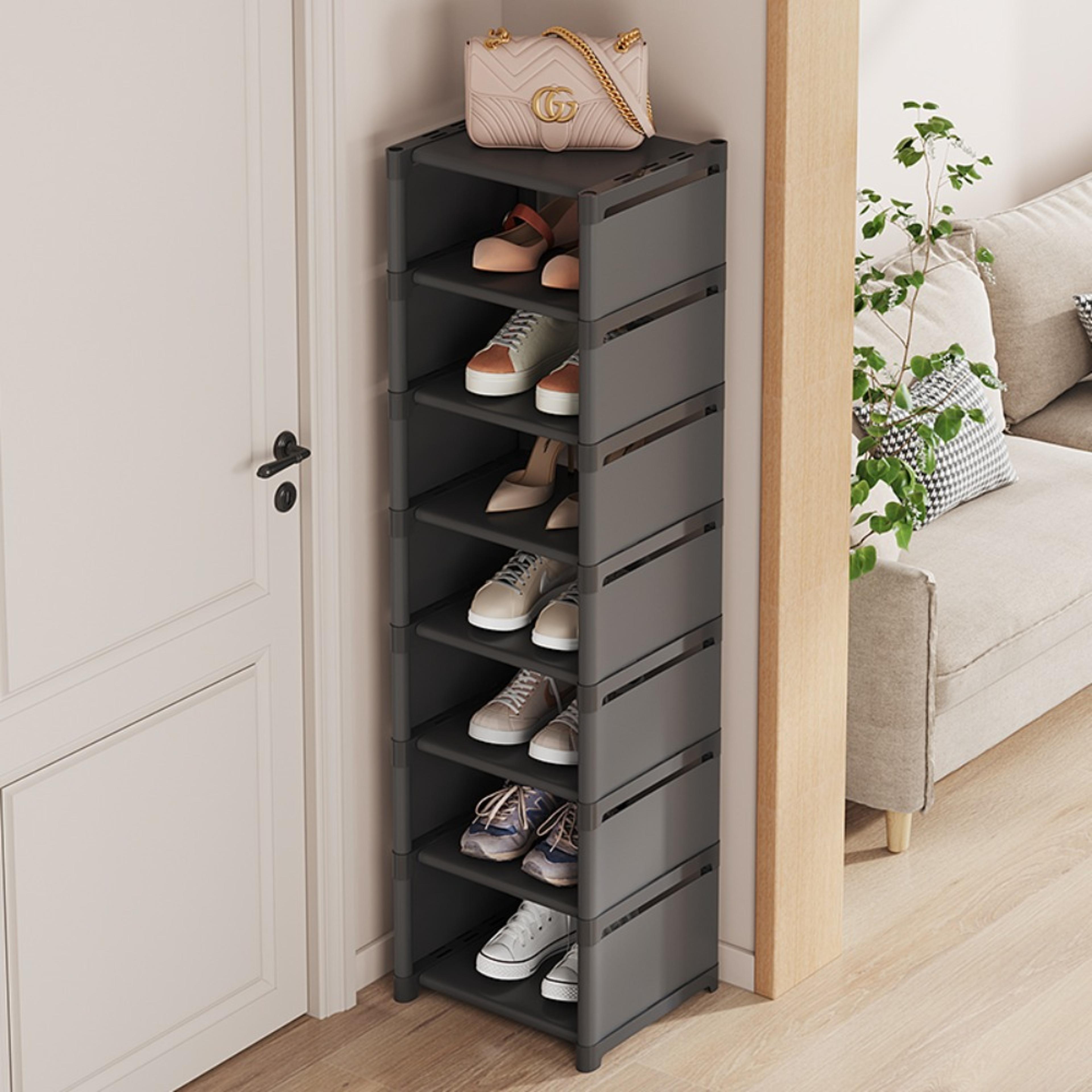 multi-layer shoe cabinet, stackable adjustable storage cabinet, for corner entrances, compartment cloth, save space