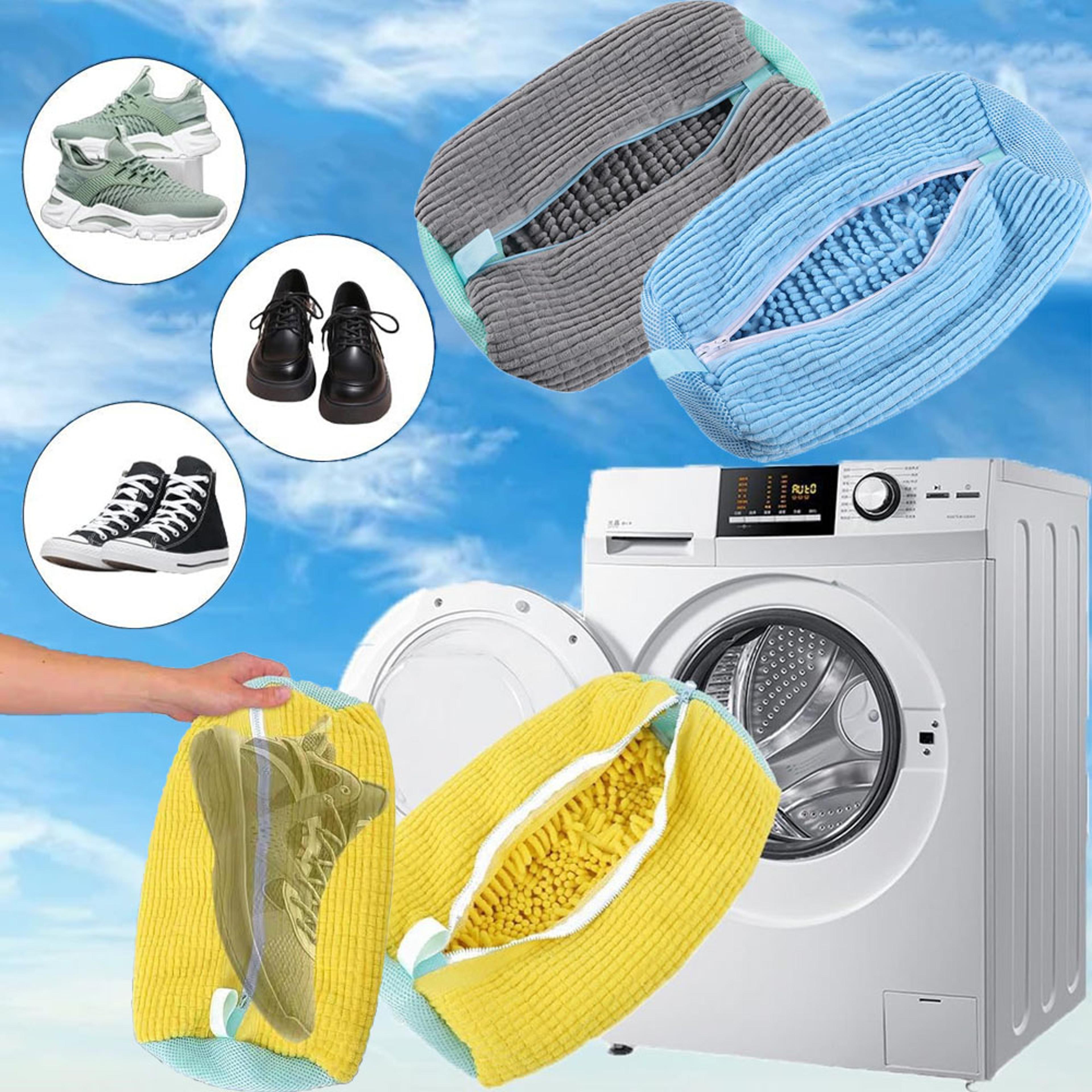 durable mesh shoe wash bag with zipper, protects sneakers, casual shoes in washer dryer, travel storage organizer