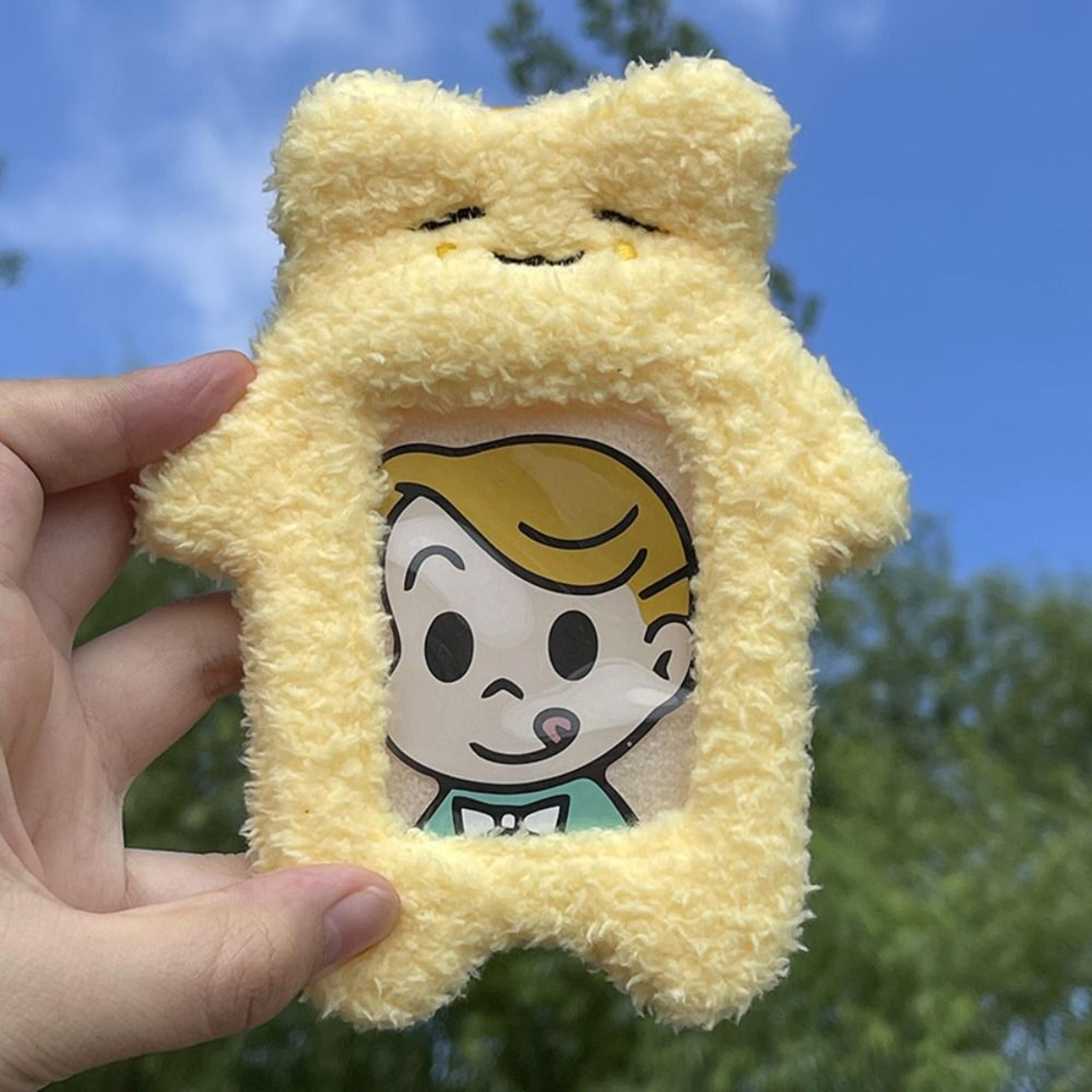 cute plush photocard case, cartoon bag keychain, photo card holder, idol photos protective cover, student card holder