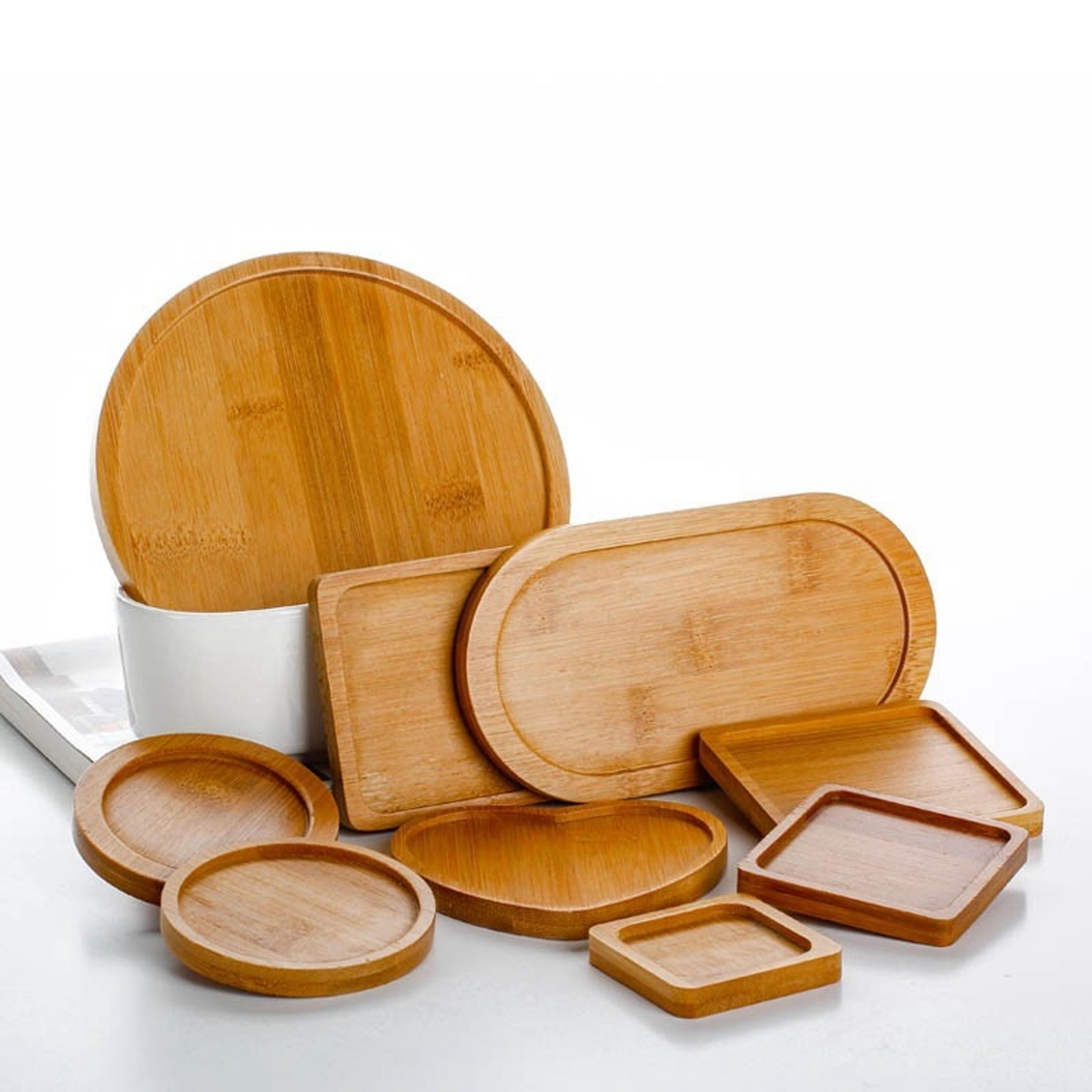 mini bamboo tray wood saucer flower pot tray cup pad coaster plate kitchen decorative plate creative coffee cup mat home decor