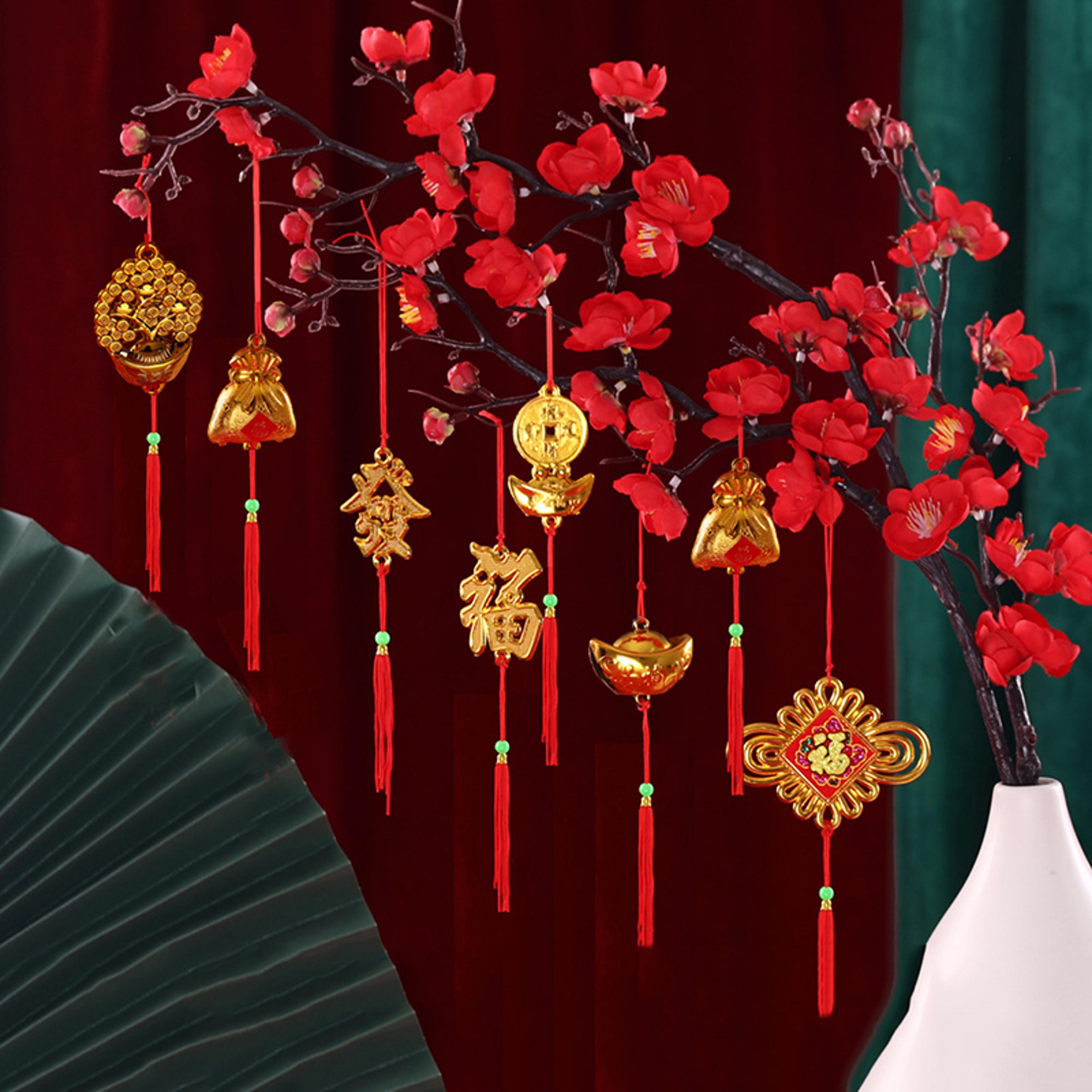 gold tassel new year home decorations, lucky bonsai party hanging pendants, style festive ornaments