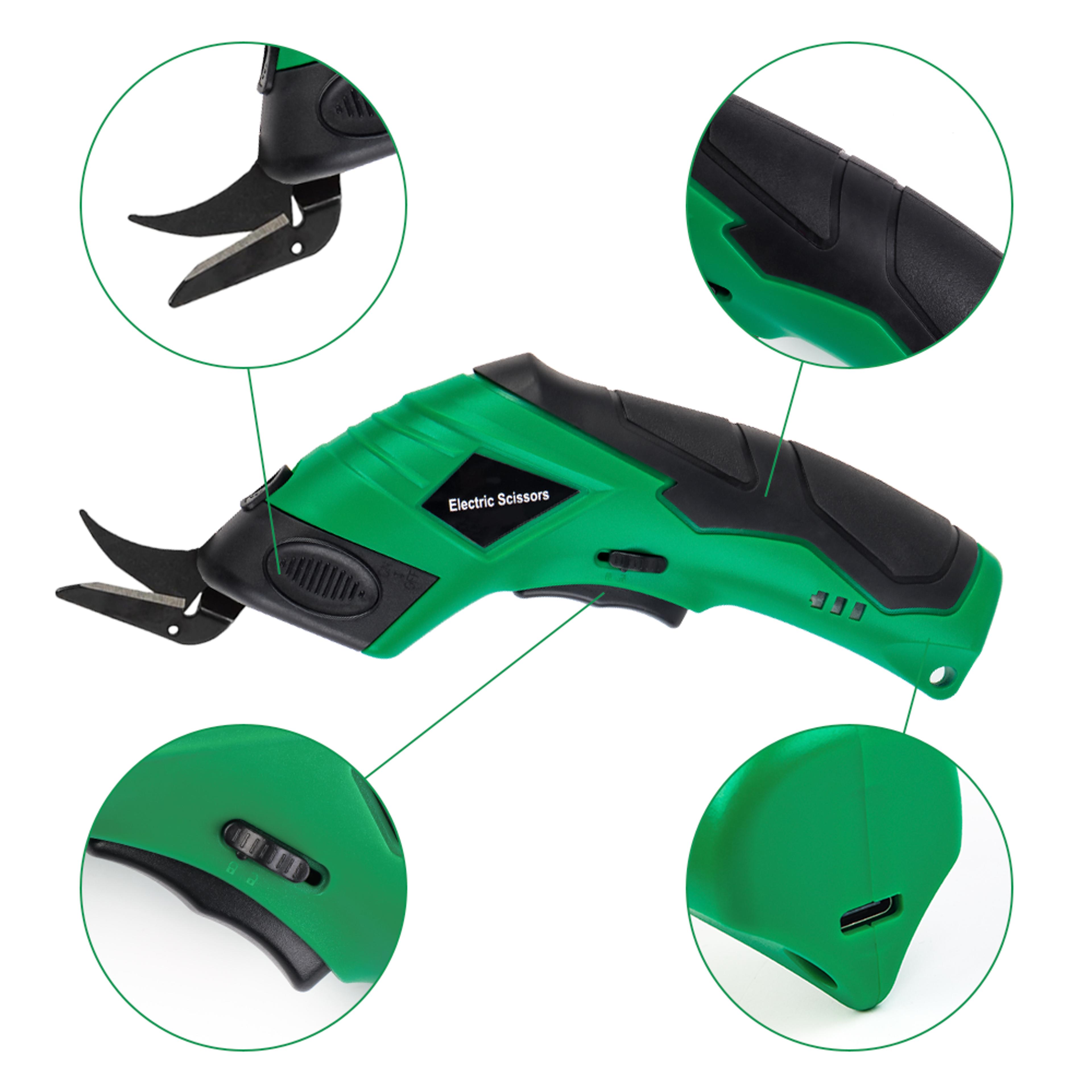 cordless electric scissors, usb rechargeable, sewing, leather cardboard cutting tools, tufting scissors for home use