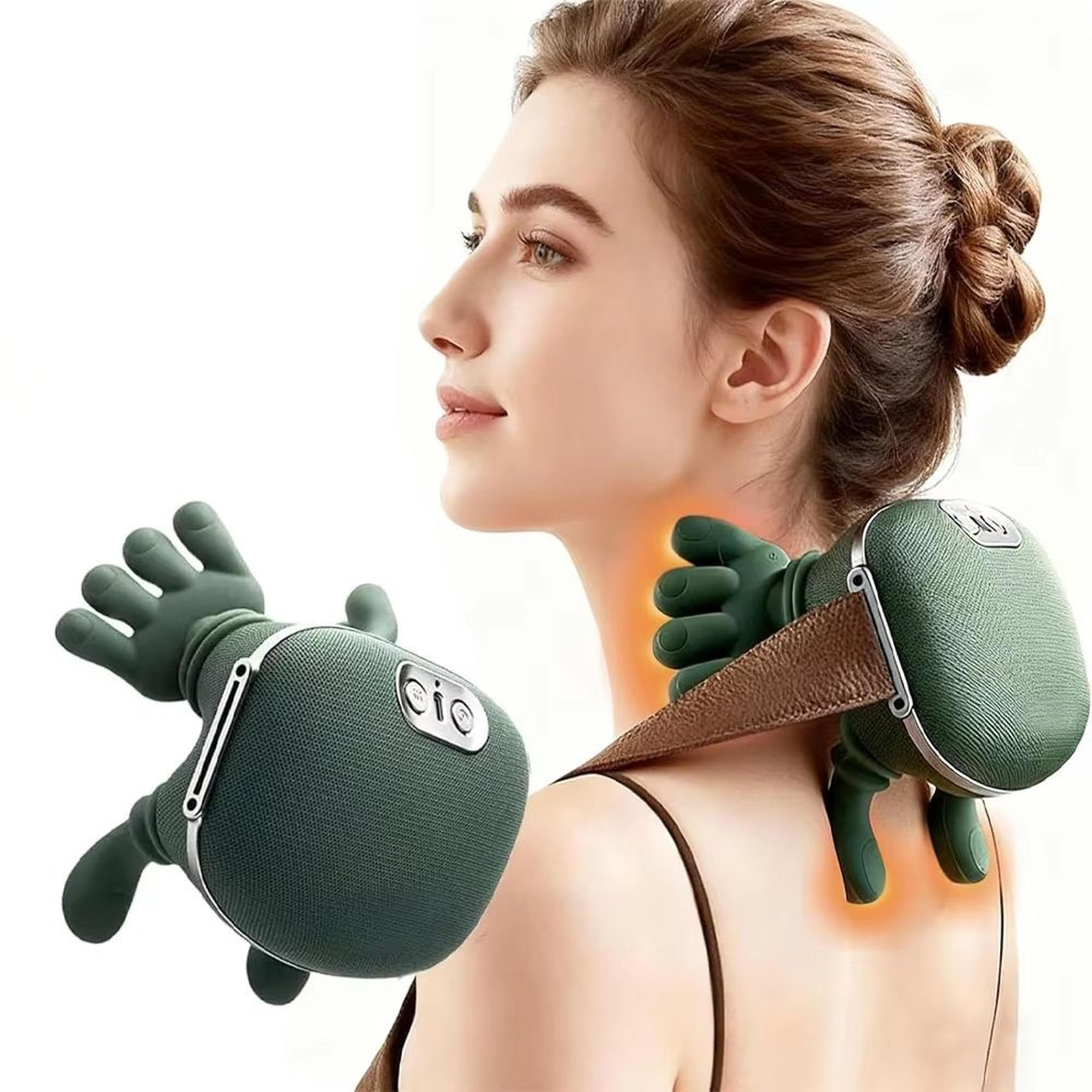 hot compress neck massager, portable shiatsu neck and shoulder massager, deep tissue kneading massage pillow for muscle