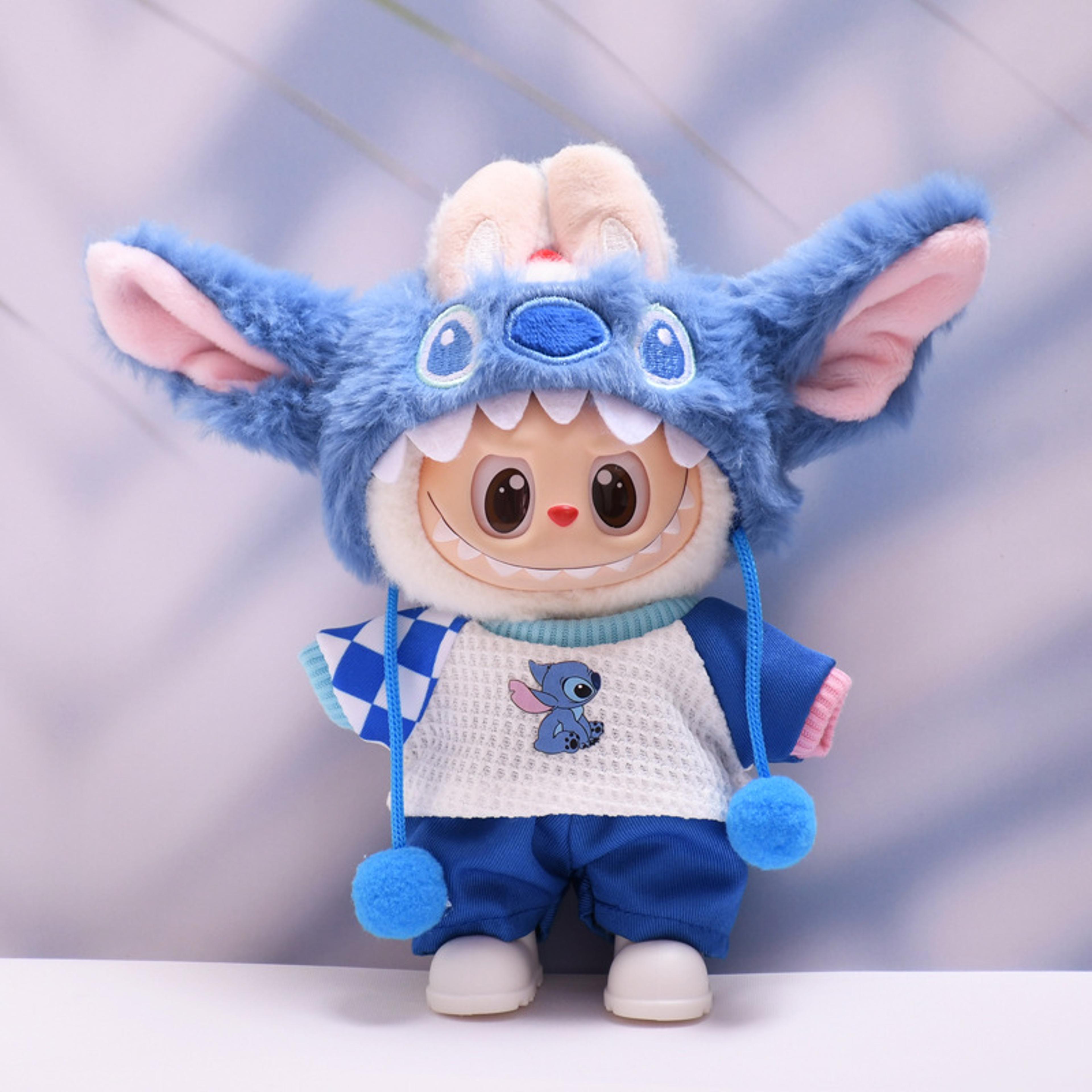 labubu doll clothes fashion clothes, plush stitch set, cute cartoon doll accessories, gifts for kids, fun playsets