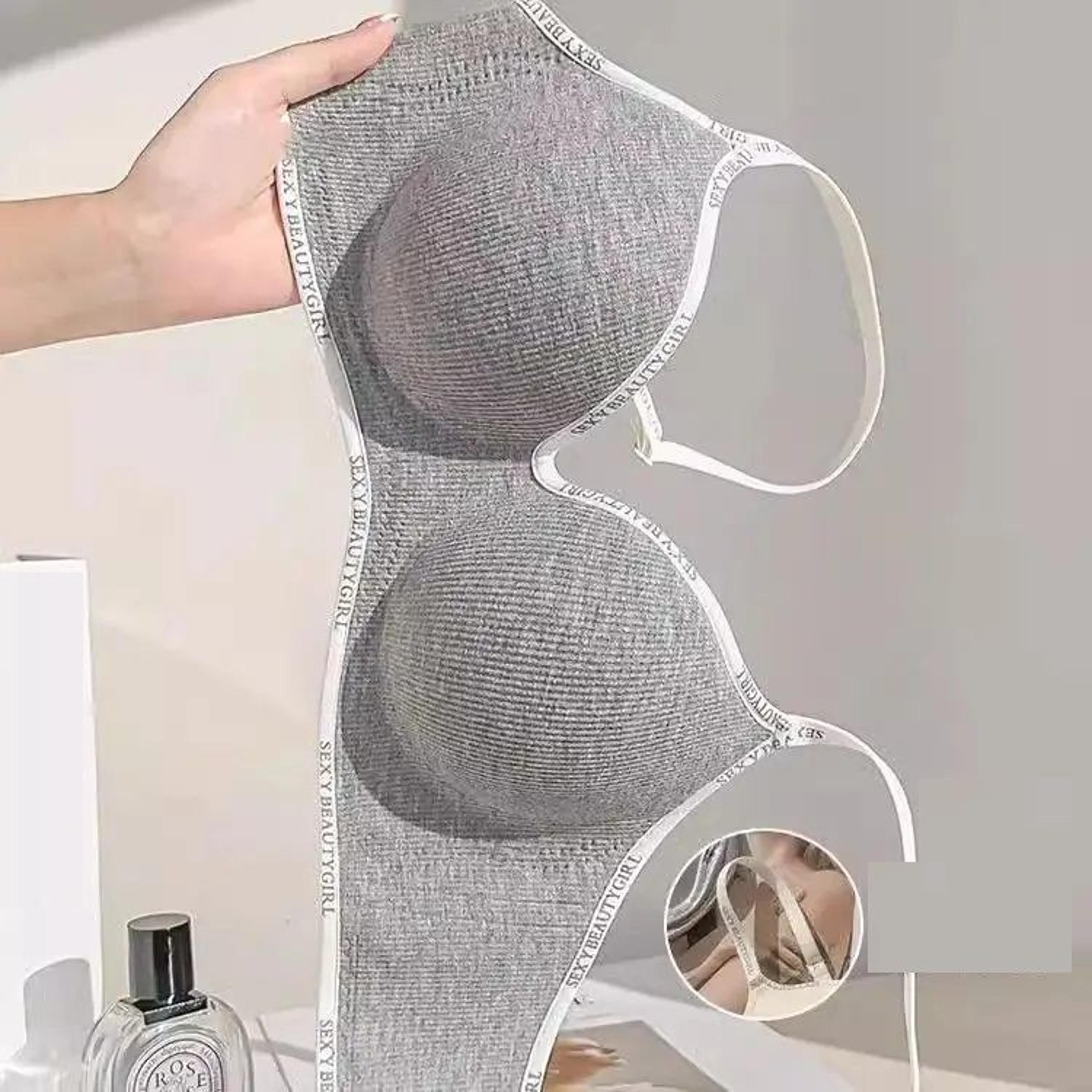 thickened push-up bra for small chest, wireless no steel ring, seamless invisible, adjustable straps with anti-slip pads